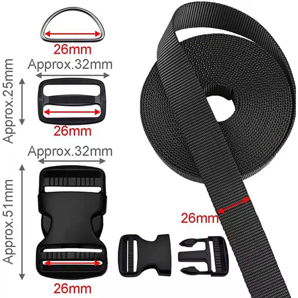 Webbing Strap Sewing Tri-Glide Slides Curved Side Release Buckle D Rings