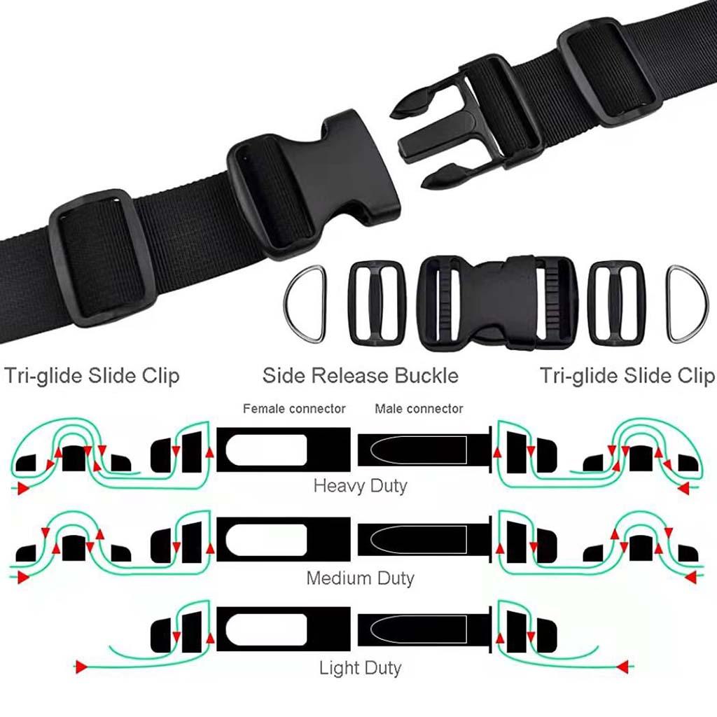 Webbing Strap Sewing Tri-Glide Slides Curved Side Release Buckle D Rings