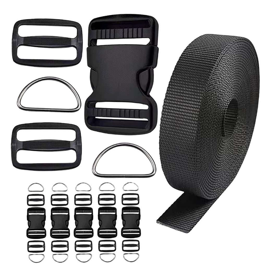 Webbing Strap Sewing Tri-Glide Slides Curved Side Release Buckle D Rings
