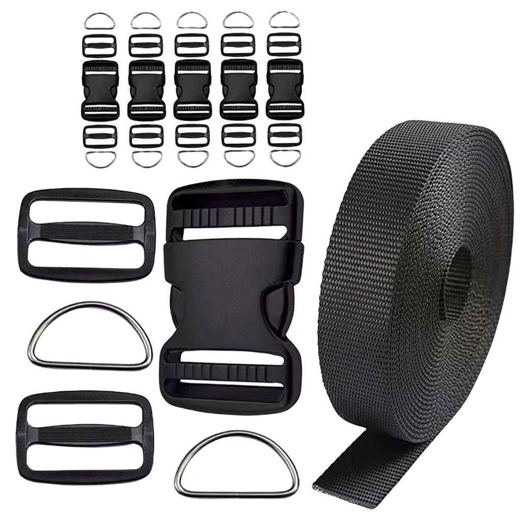 Webbing Strap Sewing Tri-Glide Slides Curved Side Release Buckle D Rings