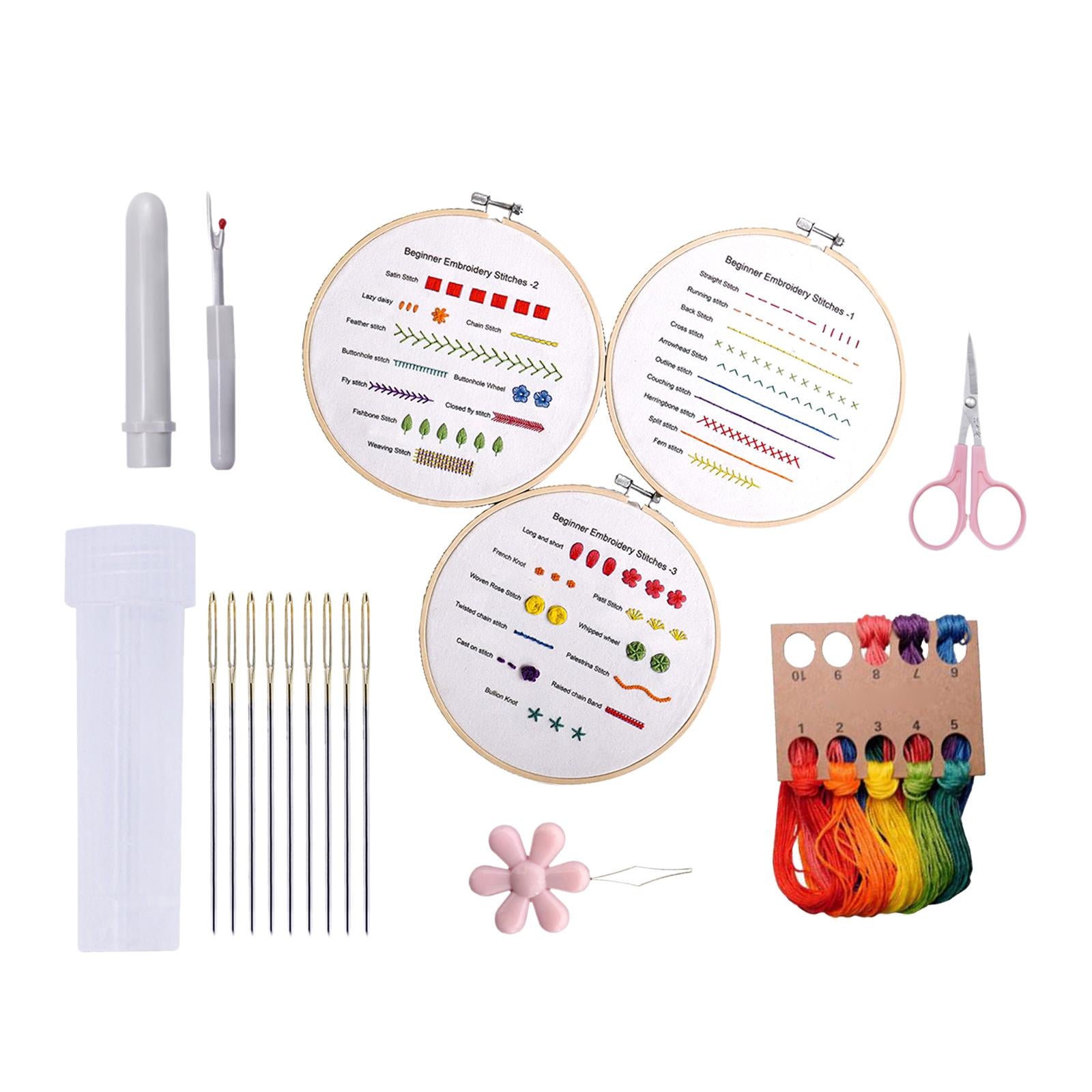 Embroidery Starter Kit with Stitches Patterns Sewing Craft DIY Needlework