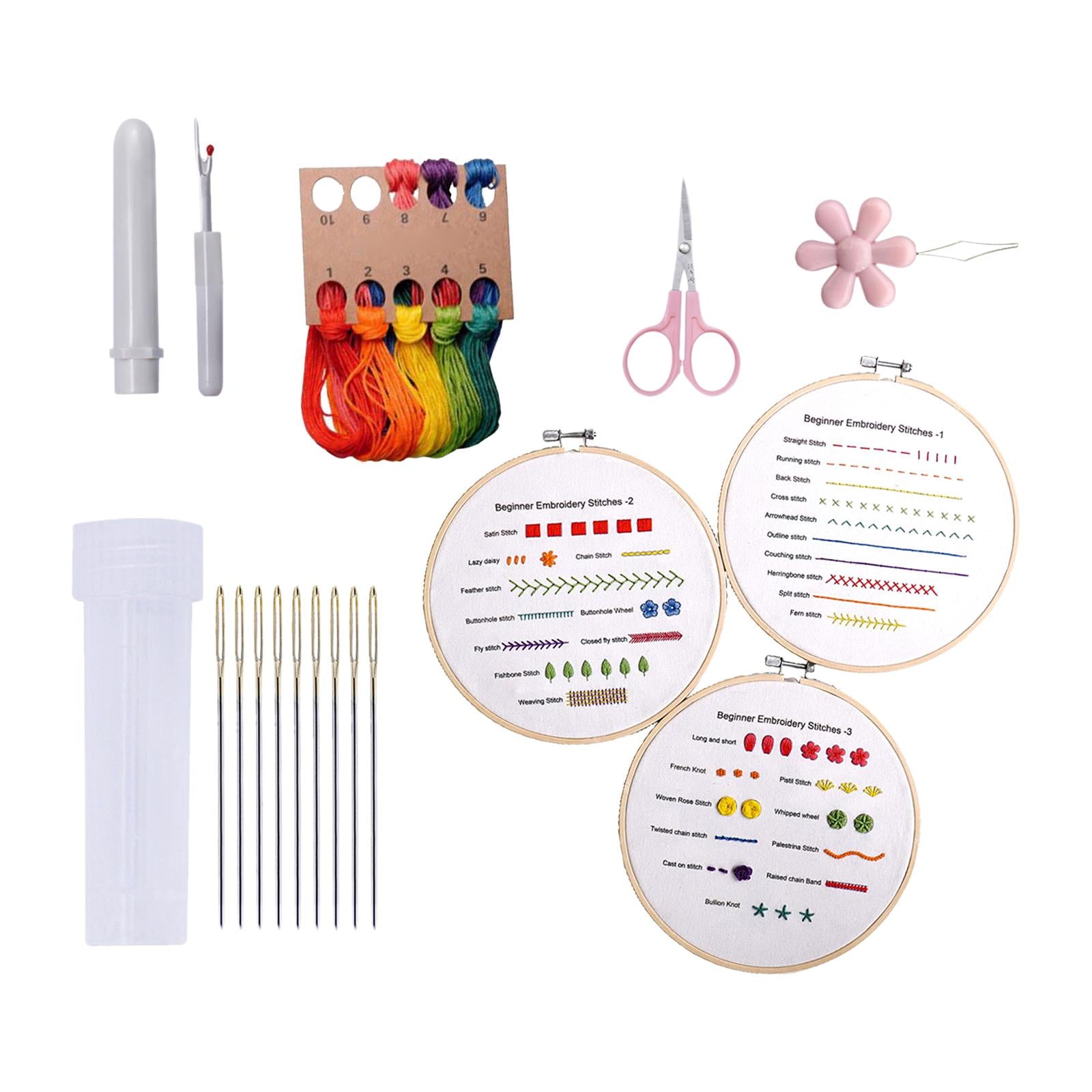 Embroidery Starter Kit with Stitches Patterns Sewing Craft DIY Needlework