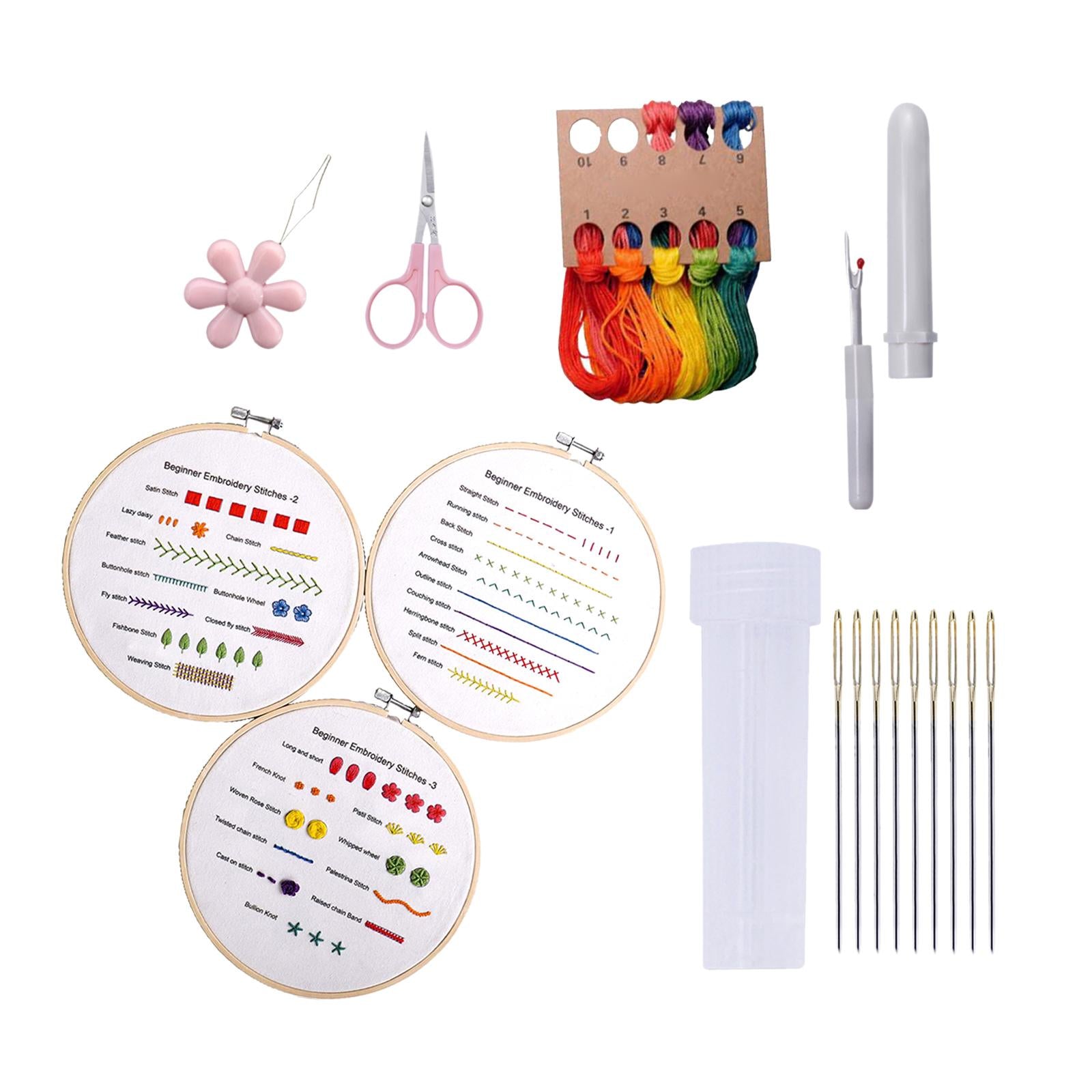 Embroidery Starter Kit with Stitches Patterns Sewing Craft DIY Needlework