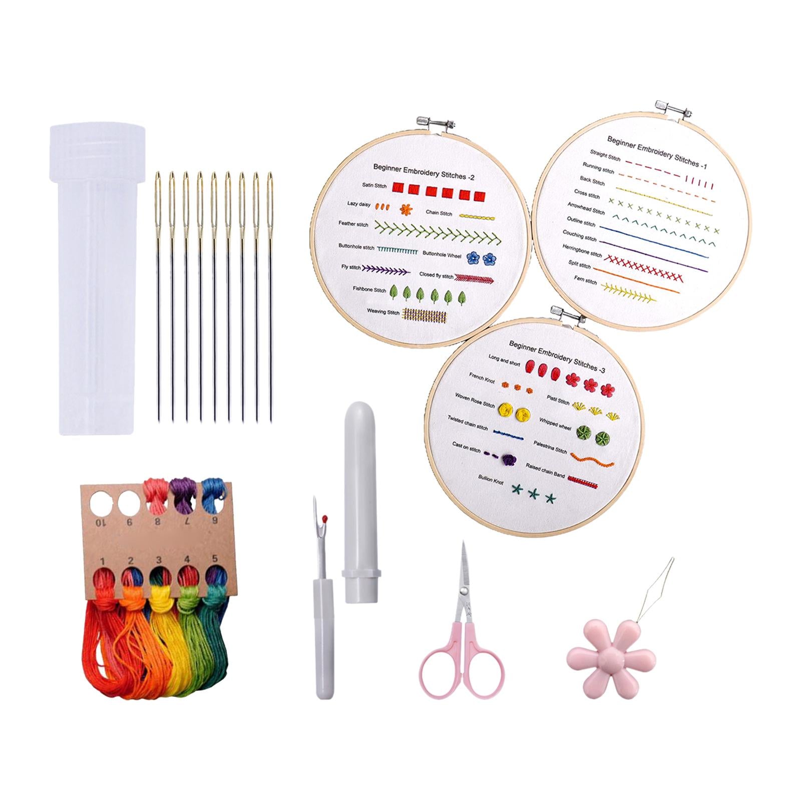 Embroidery Starter Kit with Stitches Patterns Sewing Craft DIY Needlework