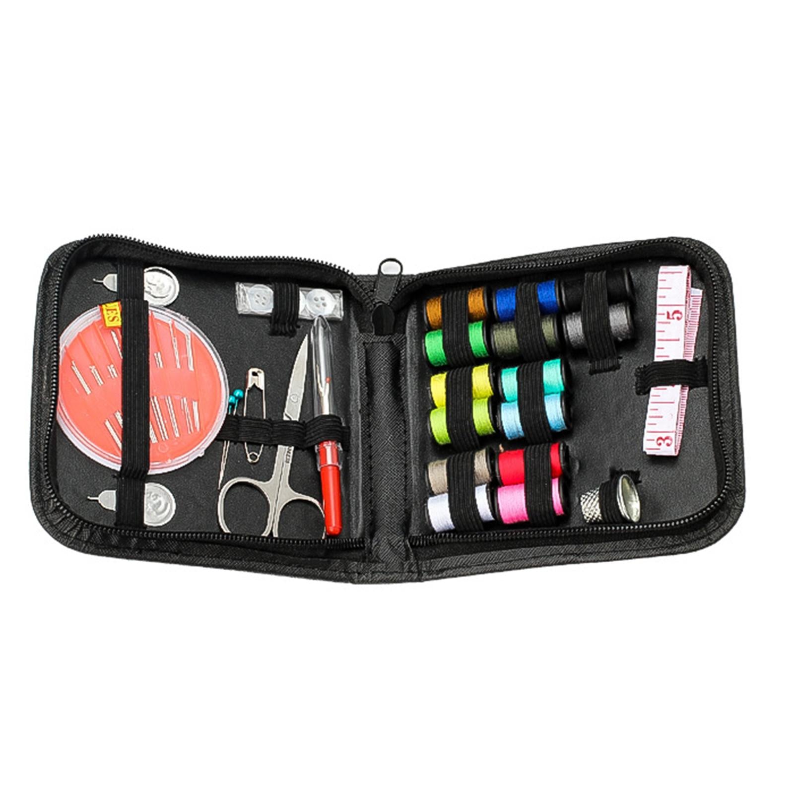 Portable Sewing Kit Bag Thread Sew Tools w/ Letter Patches for Denim Fabric