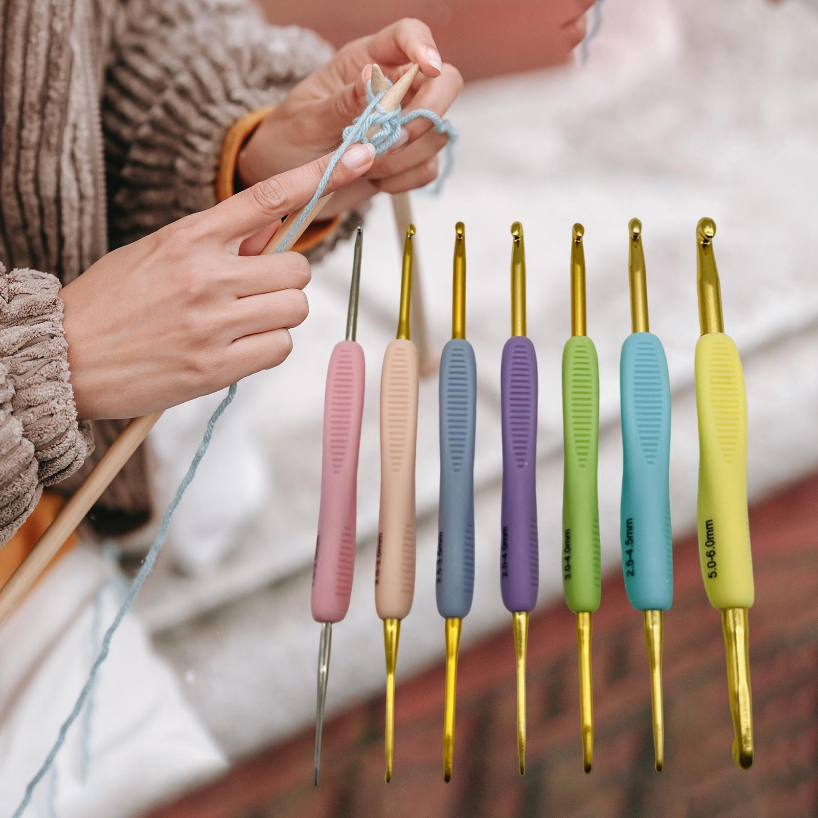 7 Set Crochet Hook Yarn Kit Knitting Needle Sewing Tool Metal Crochet Hooks
