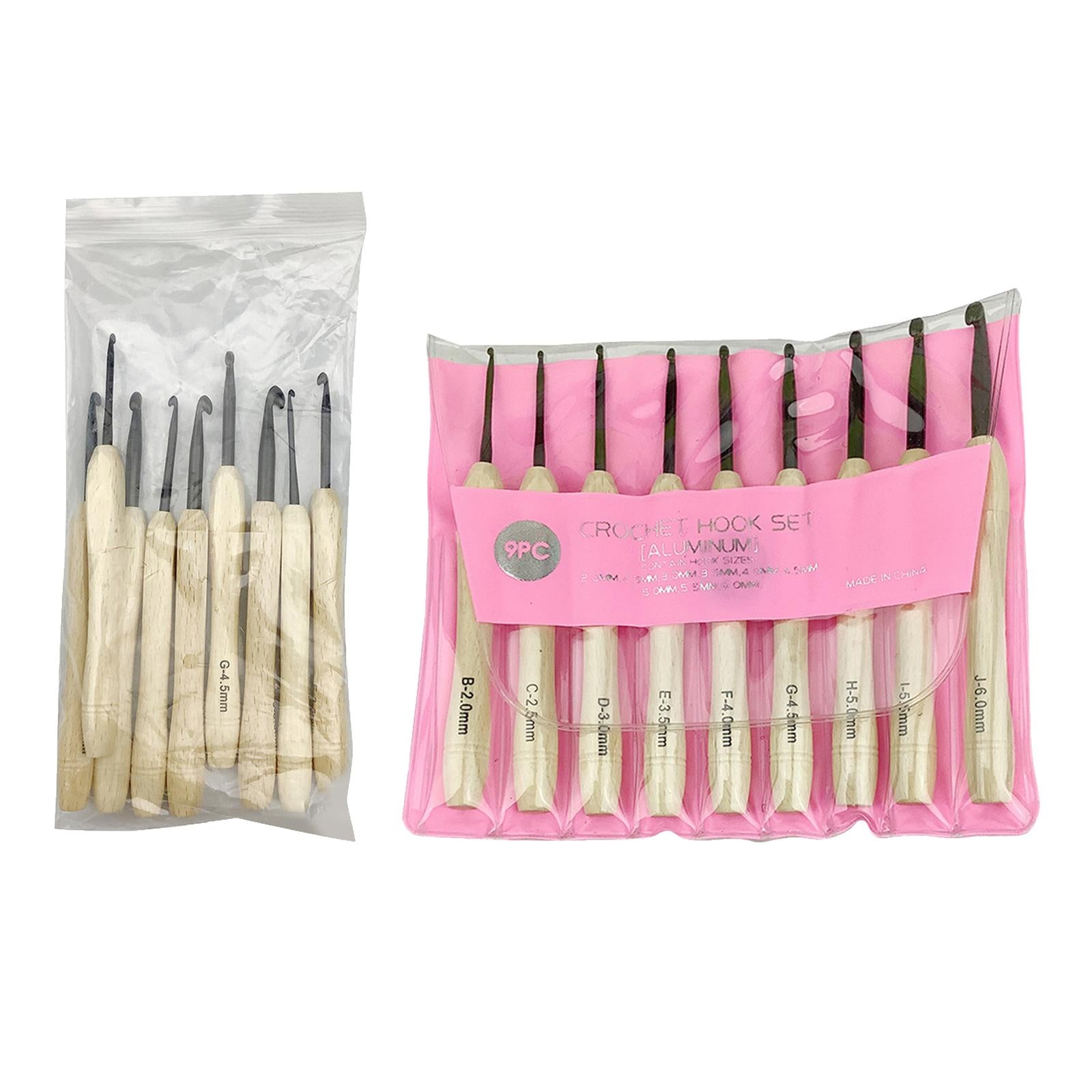 9Pcs Crochet Hooks Yarn Knitting with Bag DIY  Transparent bag packaging