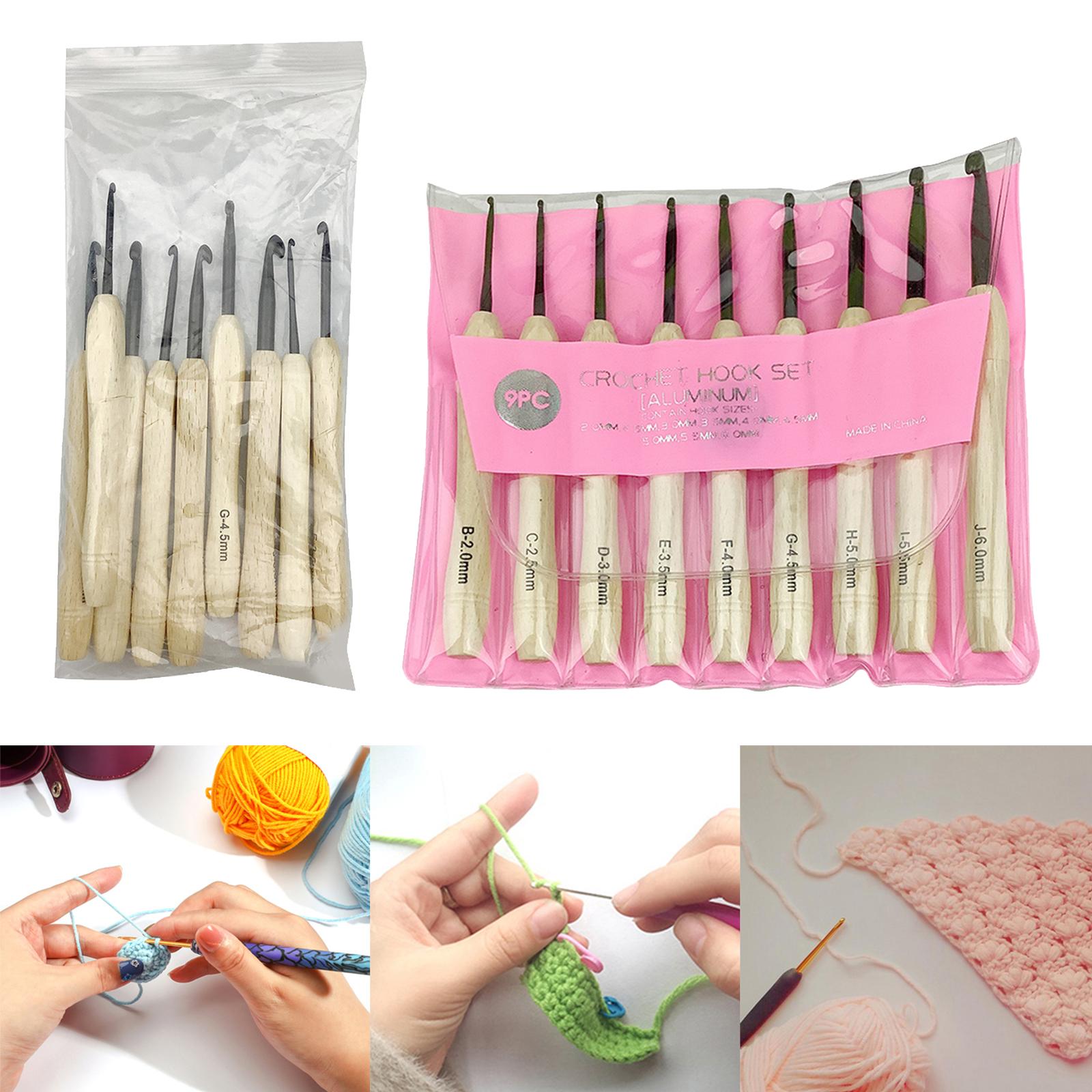 9Pcs Crochet Hooks Yarn Knitting with Bag DIY  Transparent bag packaging