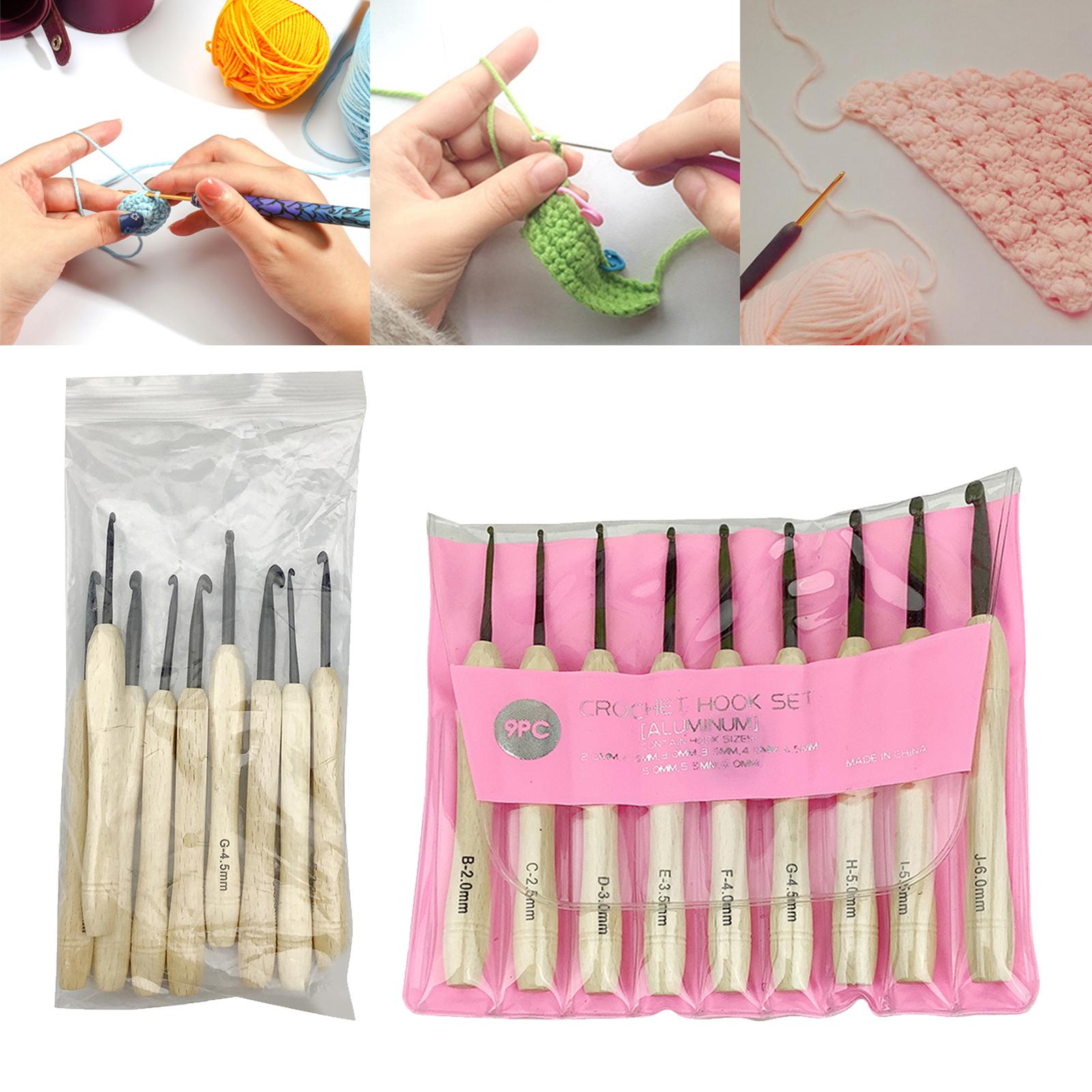 9Pcs Crochet Hooks Yarn Knitting with Bag DIY  Transparent bag packaging