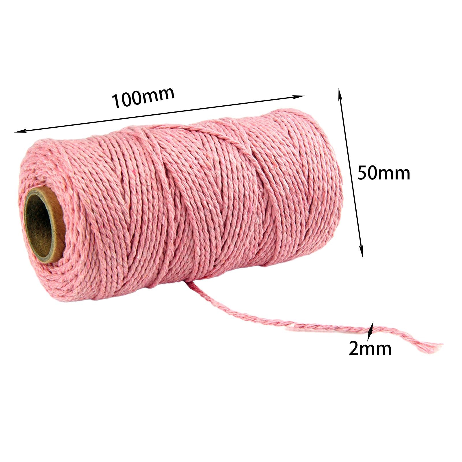 Twisted Cotton Rope Soft Bag String Beading Braided Rope Craft Pink