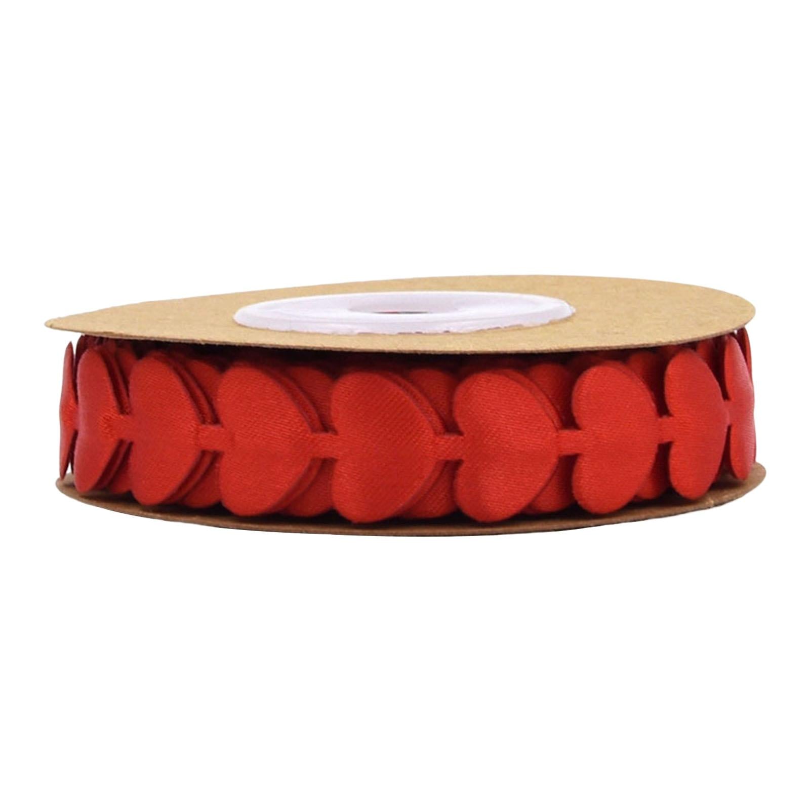 Embossing Heart Ribbon Fabric Lace Trim for Wedding Valentine's Day Red