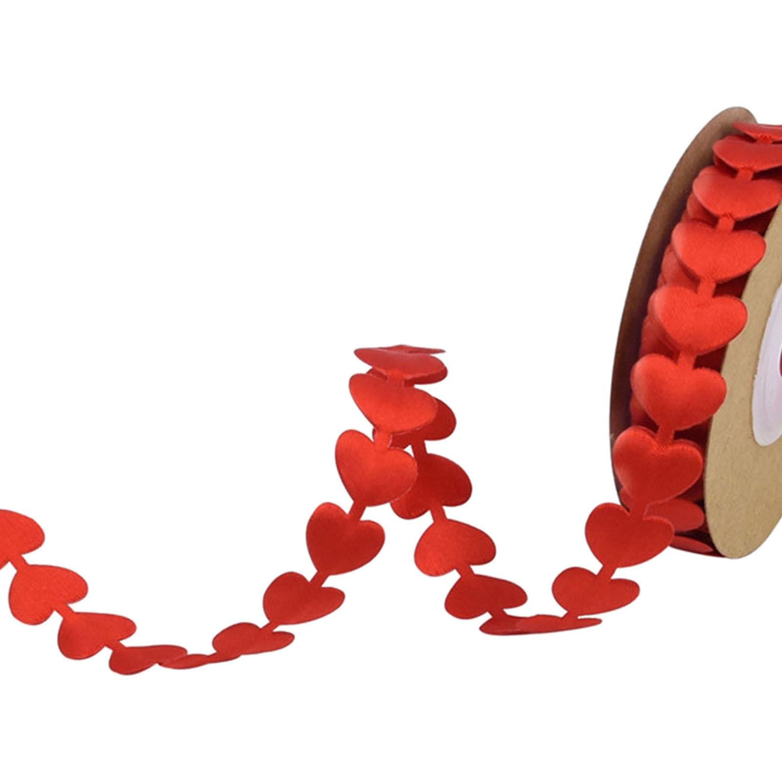Embossing Heart Ribbon Fabric Lace Trim for Wedding Valentine's Day Red