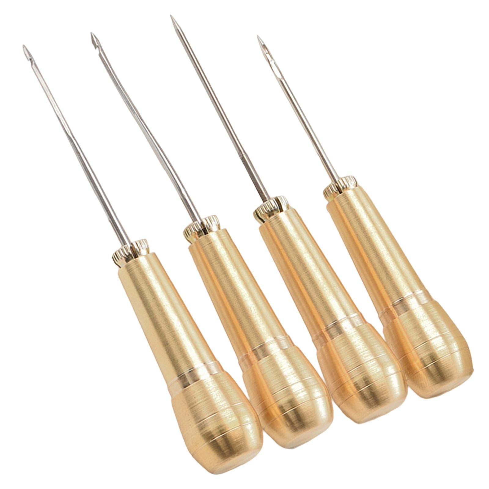 4Pcs Sewing Awl with Copper Handle Shoes Repair Canvas Sewing Tools Tool Kit