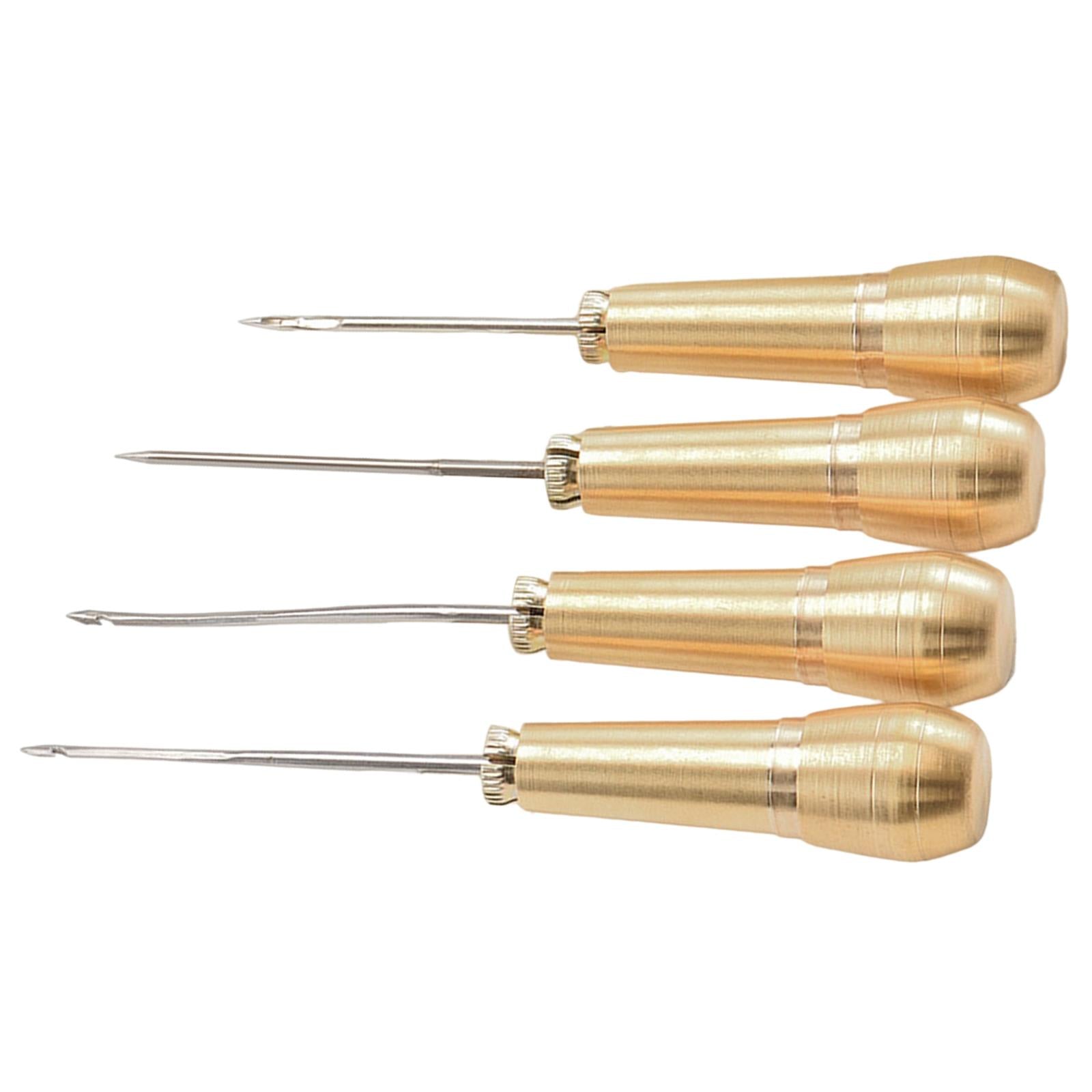 4Pcs Sewing Awl with Copper Handle Shoes Repair Canvas Sewing Tools Tool Kit
