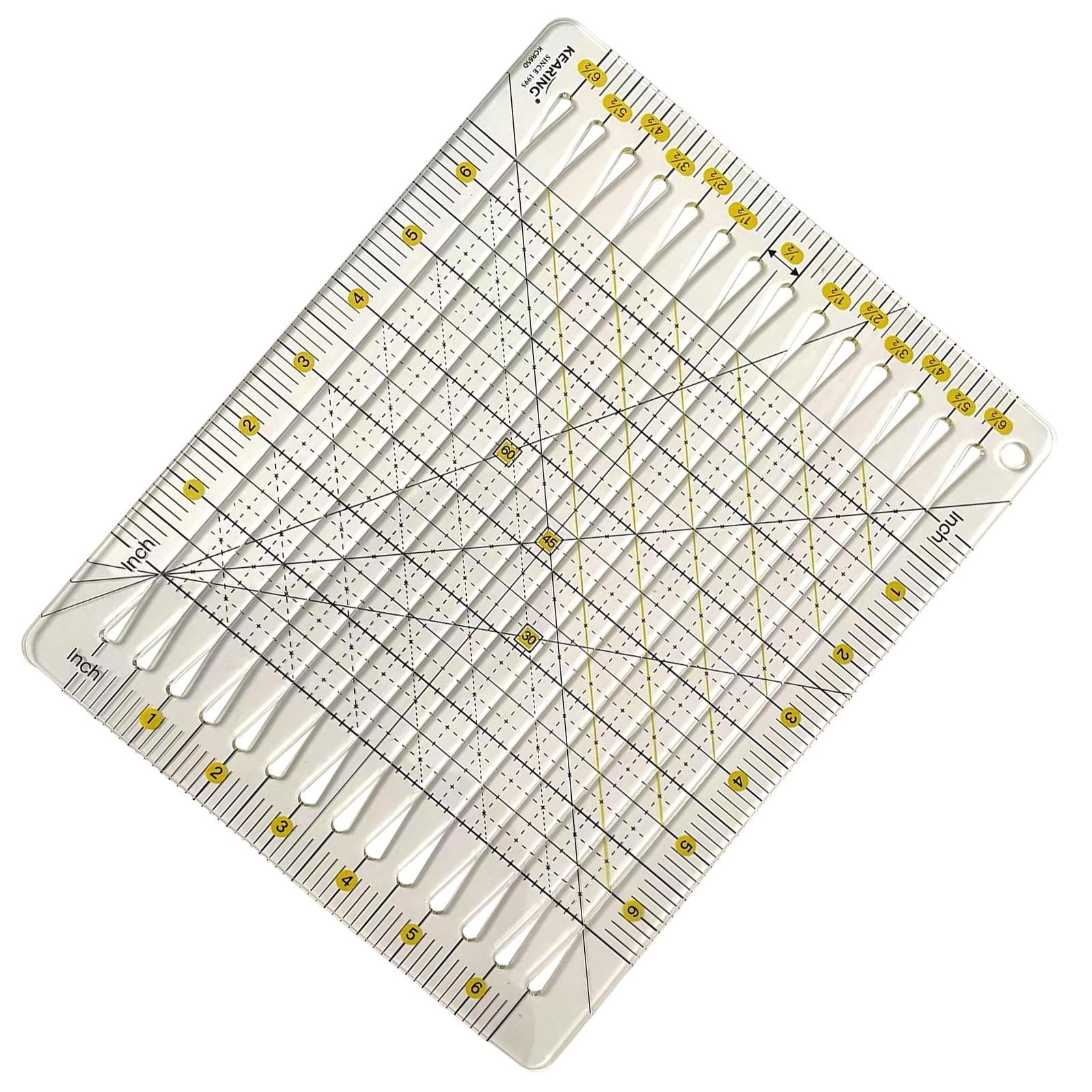 Clear Sewing Ruler Template Double Colored Grid Lines Plastic Cloth Cutting