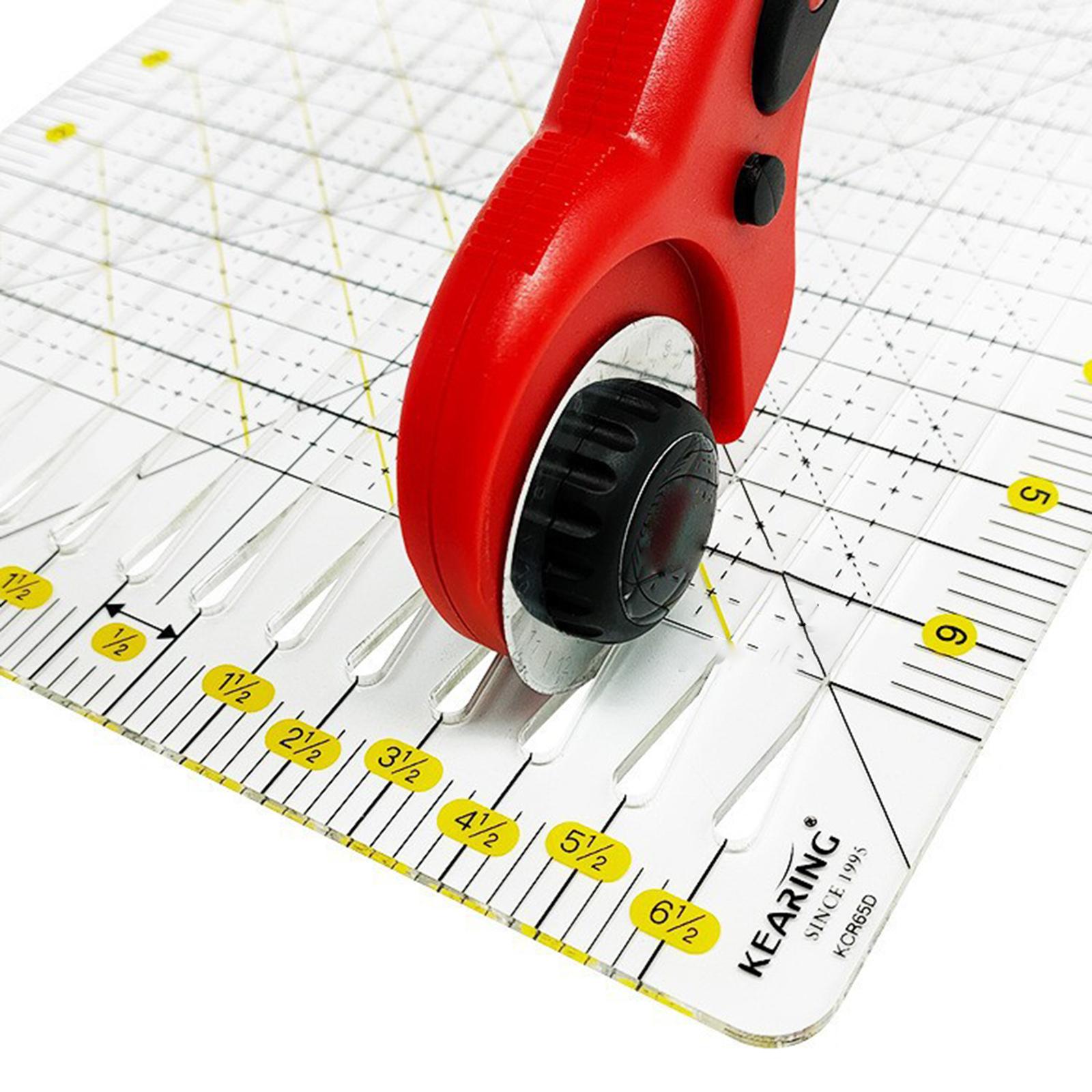 Clear Sewing Ruler Template Double Colored Grid Lines Plastic Cloth Cutting