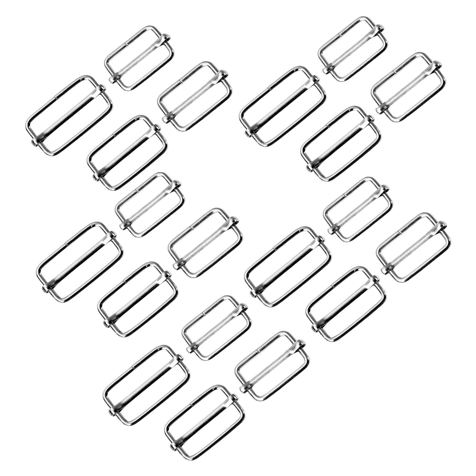 20Pcs Slide Buckle Silver Webbing Slider Adjuster for Fasteners Backpack