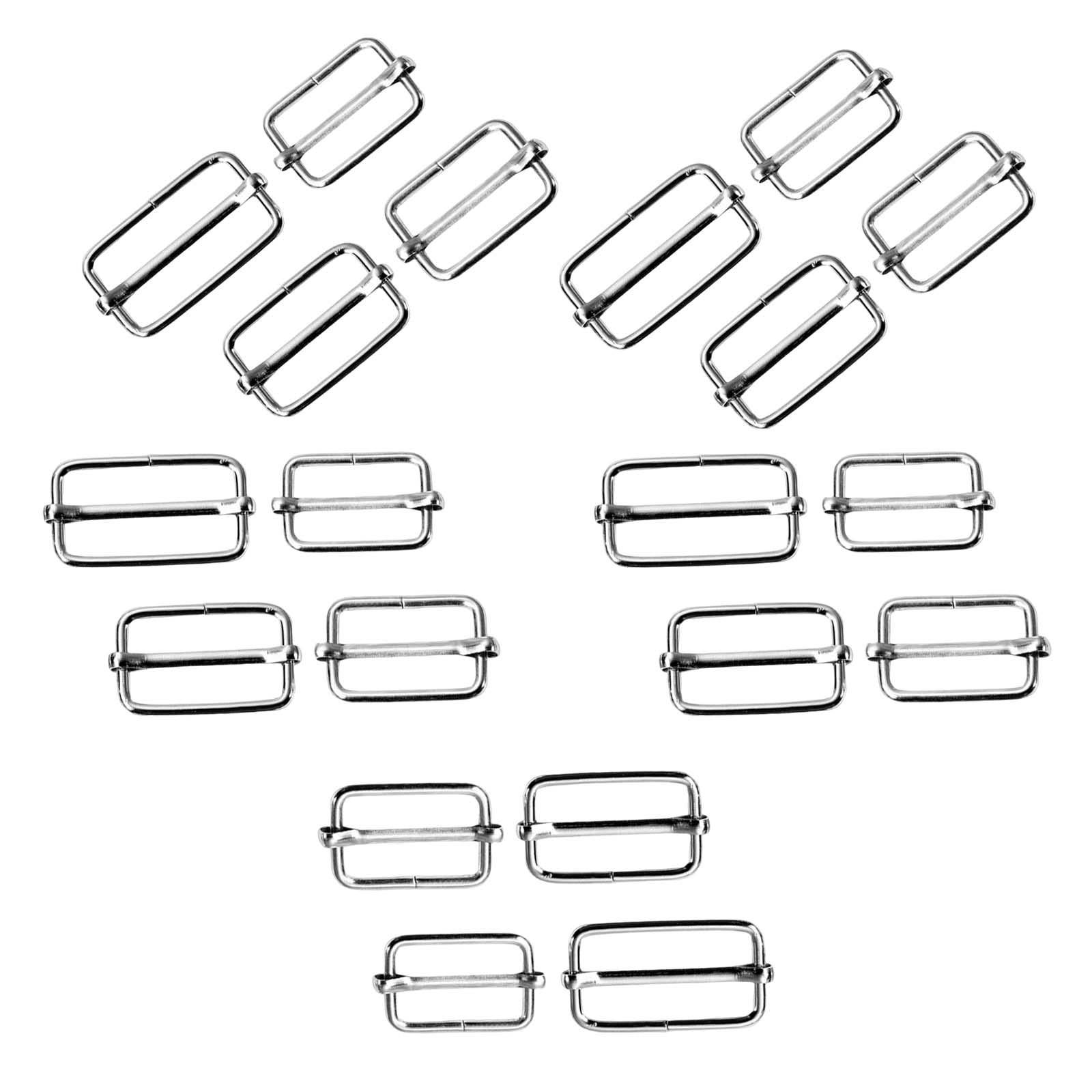 20Pcs Slide Buckle Silver Webbing Slider Adjuster for Fasteners Backpack