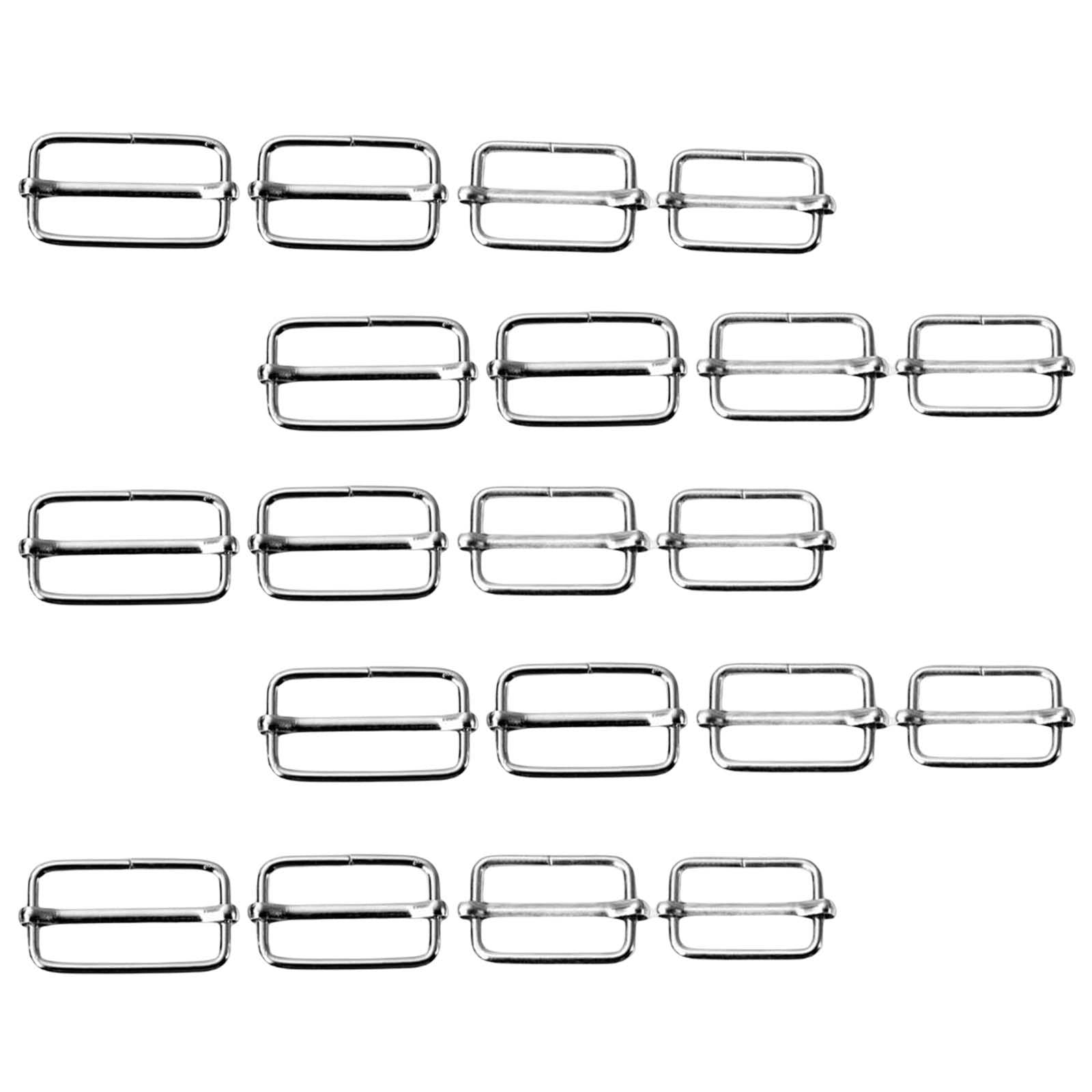 20Pcs Slide Buckle Silver Webbing Slider Adjuster for Fasteners Backpack