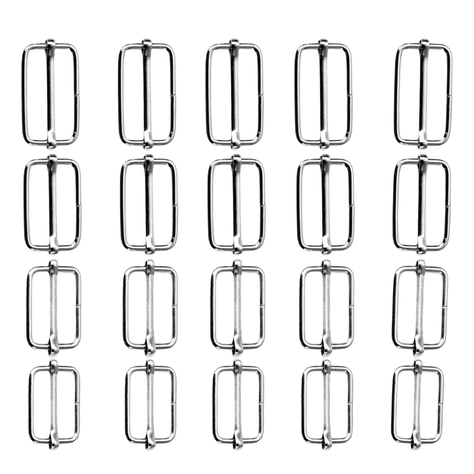 20Pcs Slide Buckle Silver Webbing Slider Adjuster for Fasteners Backpack