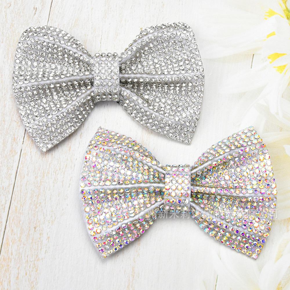 5 Pieces Crystal Bowknot Patches Embellishments Sew On for Hats Bags Decor White