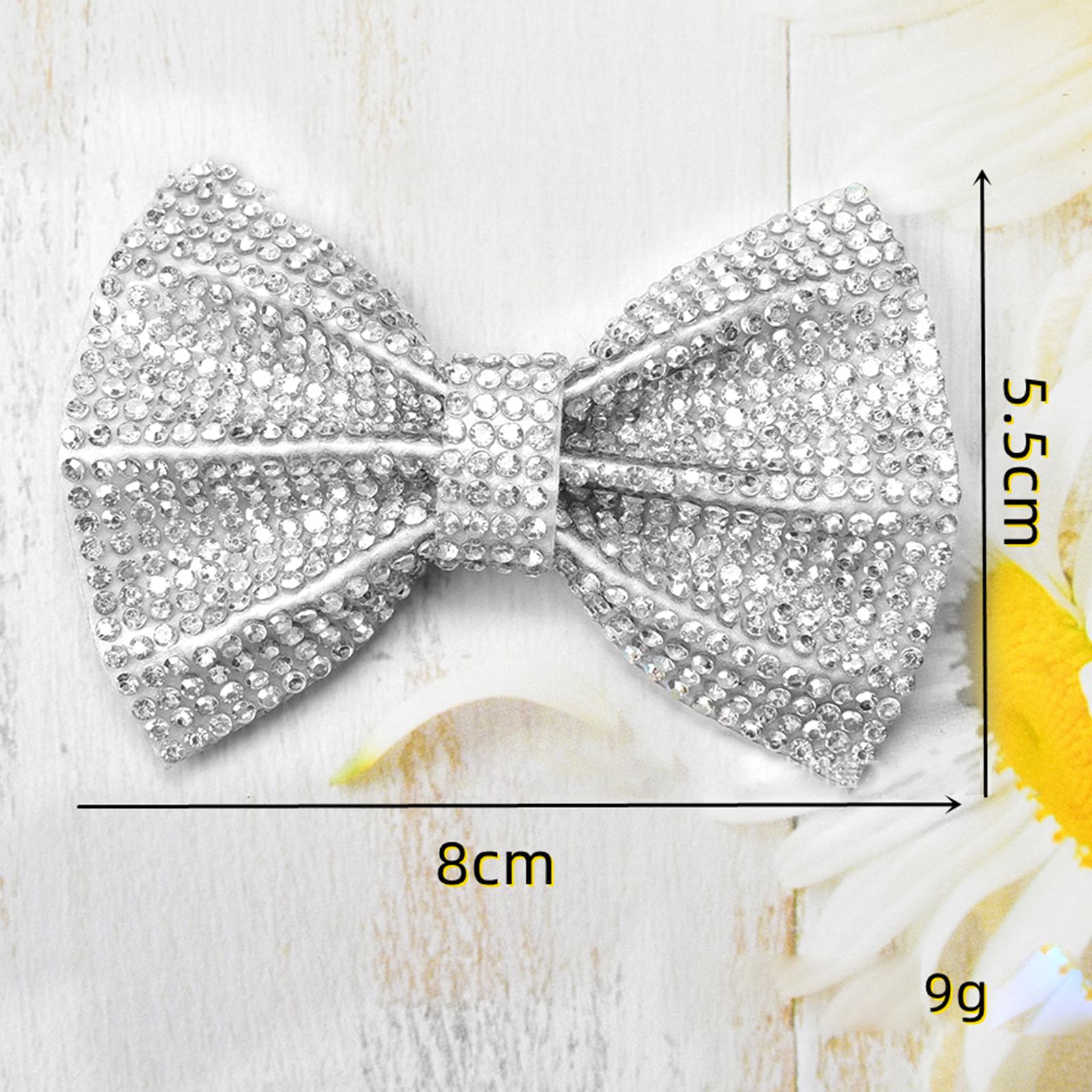 5 Pieces Crystal Bowknot Patches Embellishments Sew On for Hats Bags Decor White