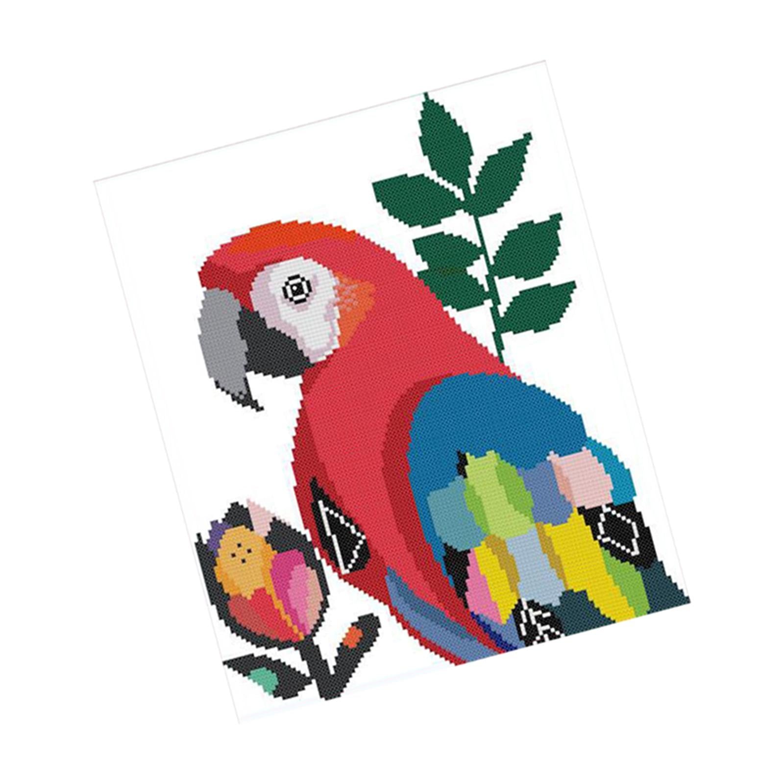 Parrot Cross Stitch Kit Bird Pattern Needlework Full Embroidery Starter Kits