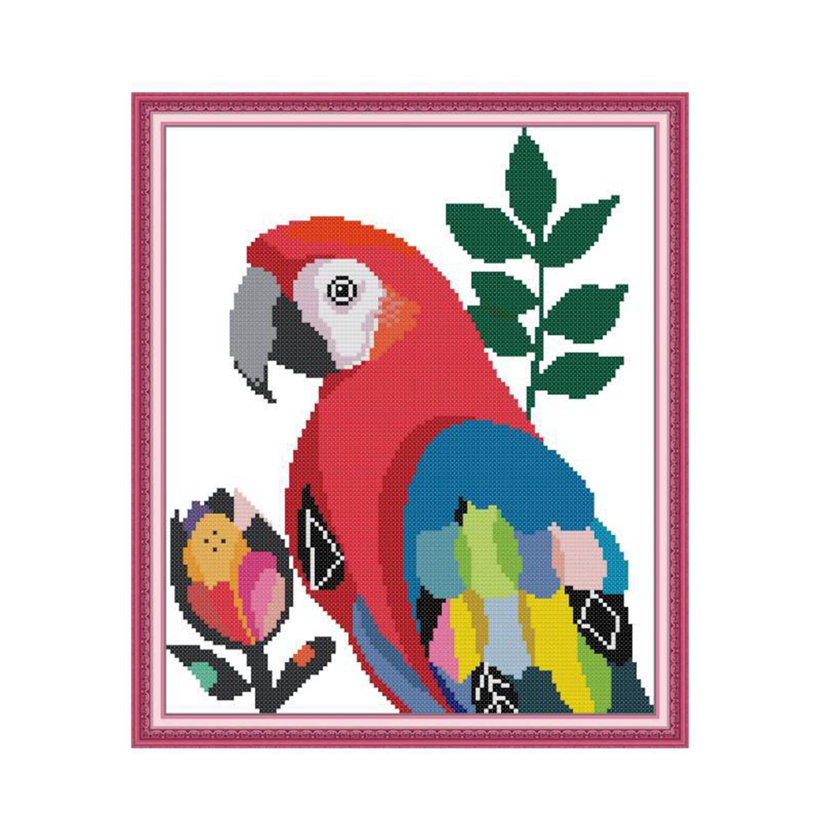 Parrot Cross Stitch Kit Bird Pattern Needlework Full Embroidery Starter Kits