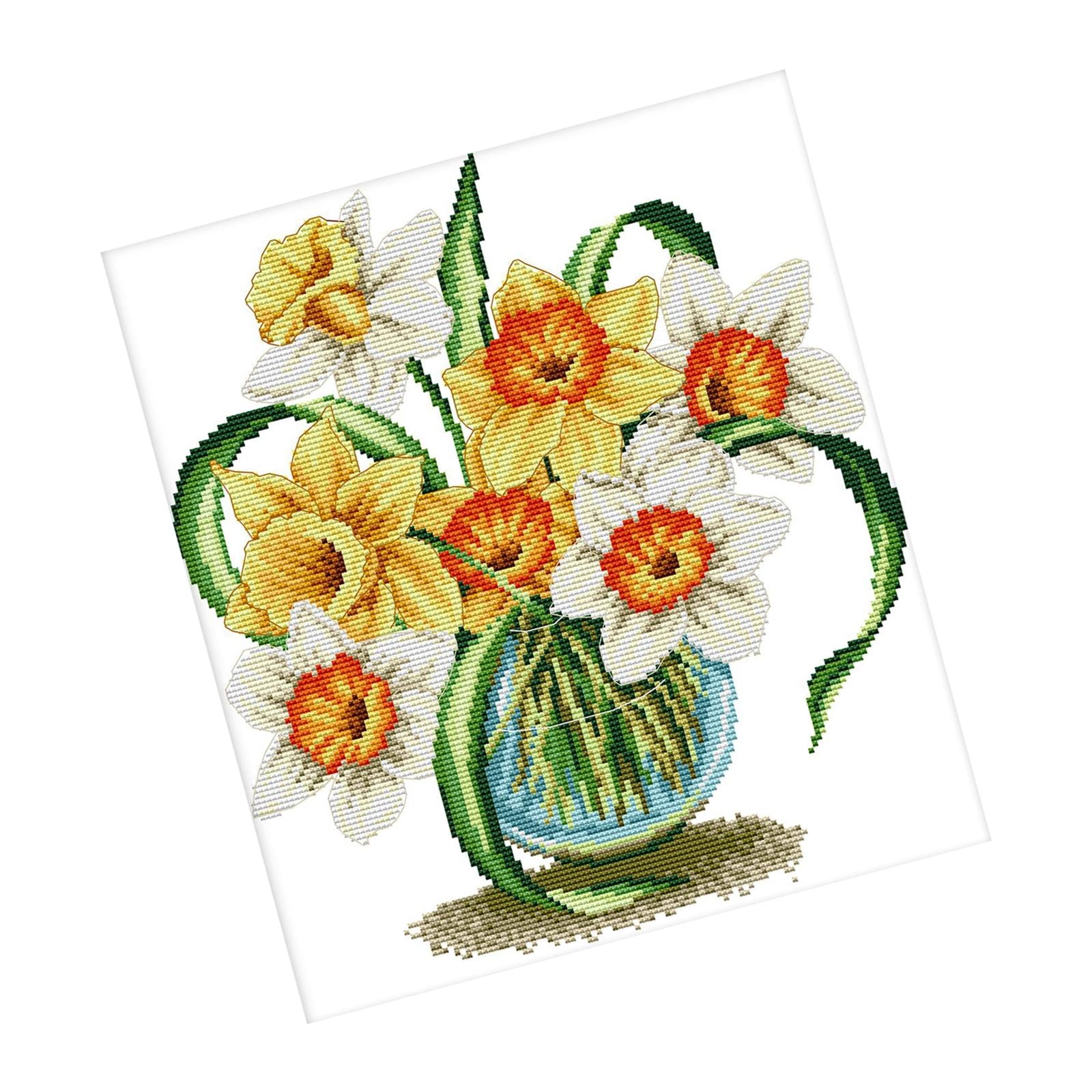 Flower Cross Stitch Stamped Kit DIY Arts Crafts Needlepoint Home Wall Decor
