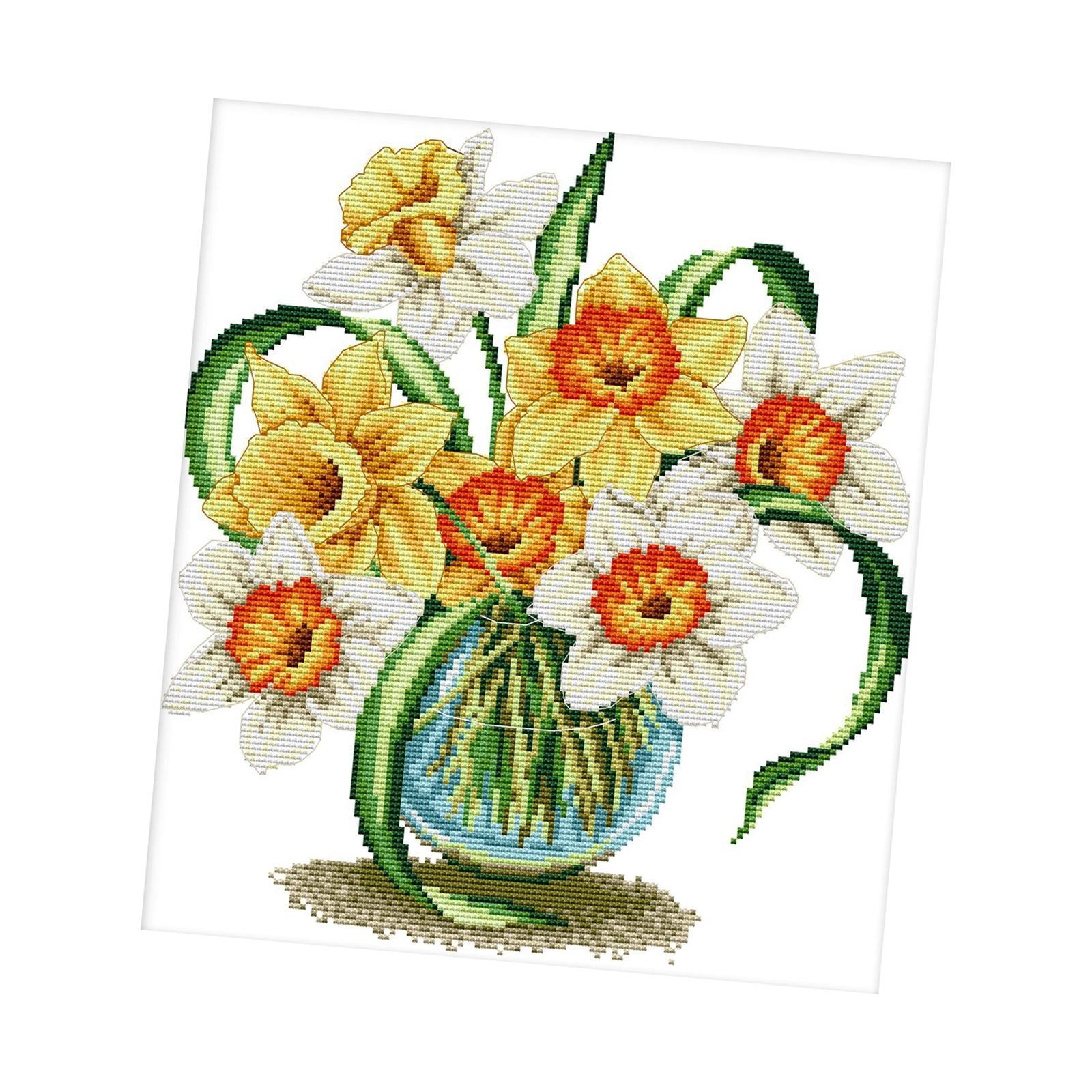 Flower Cross Stitch Stamped Kit DIY Arts Crafts Needlepoint Home Wall Decor
