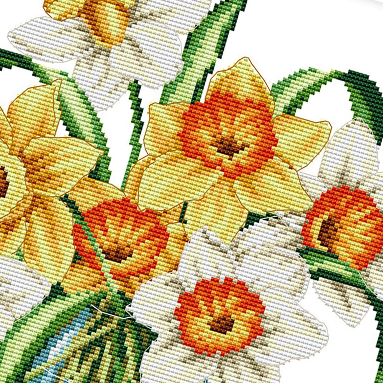 Flower Cross Stitch Stamped Kit DIY Arts Crafts Needlepoint Home Wall Decor