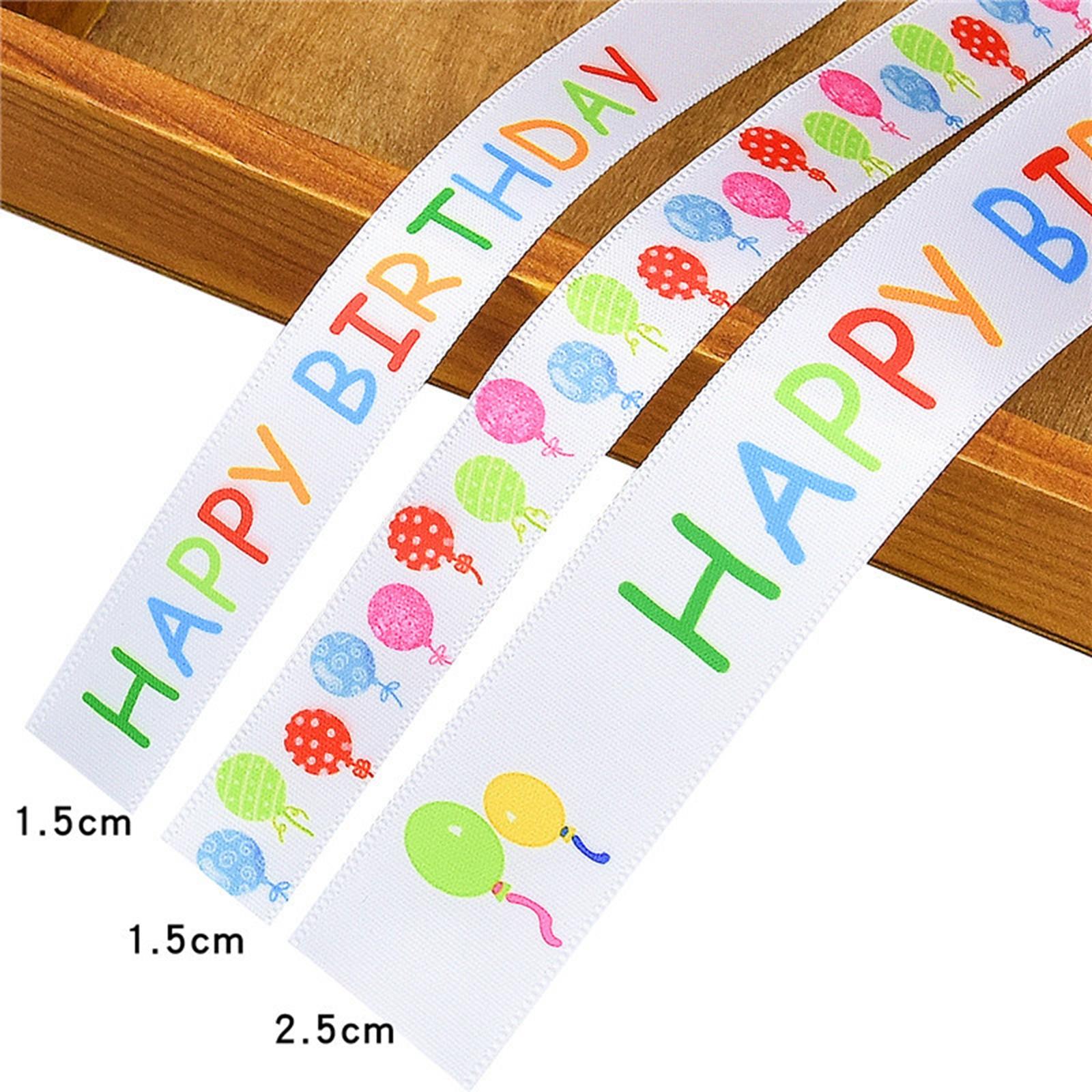 Happy Birthday Ribbon Polyester for Gift Wrapping Party Decor 1.5cm 10 yards