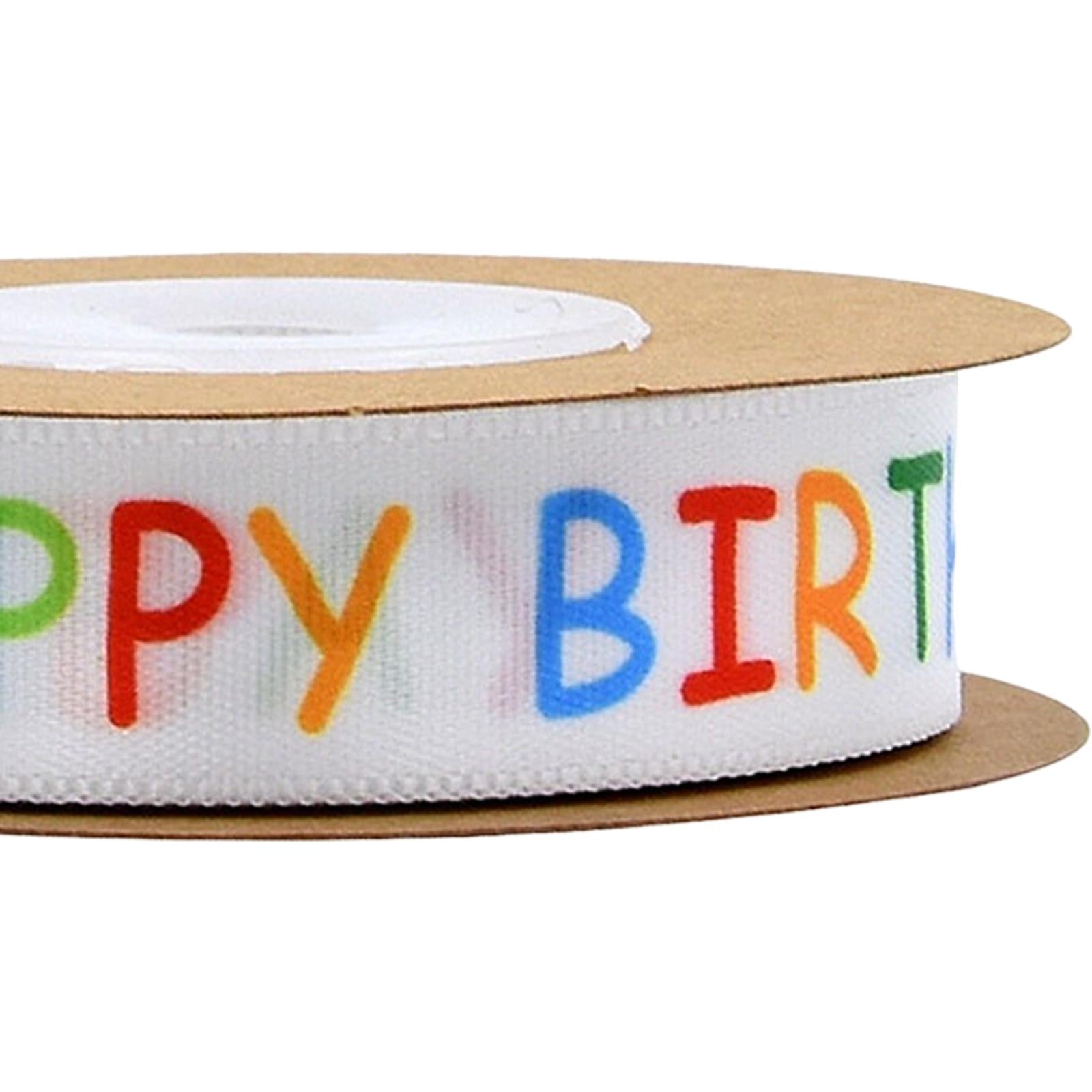 Happy Birthday Ribbon Polyester for Gift Wrapping Party Decor 1.5cm 10 yards