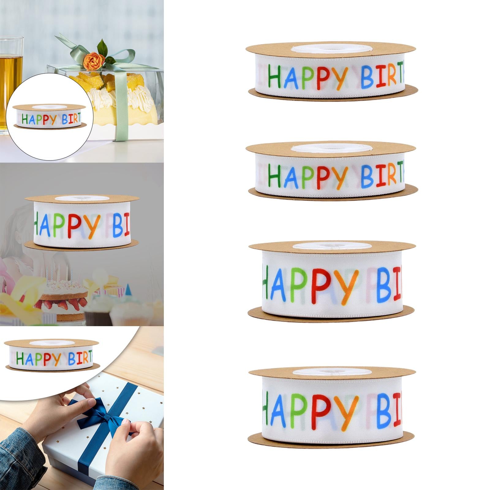 Happy Birthday Ribbon Polyester for Gift Wrapping Party Decor 1.5cm 10 yards