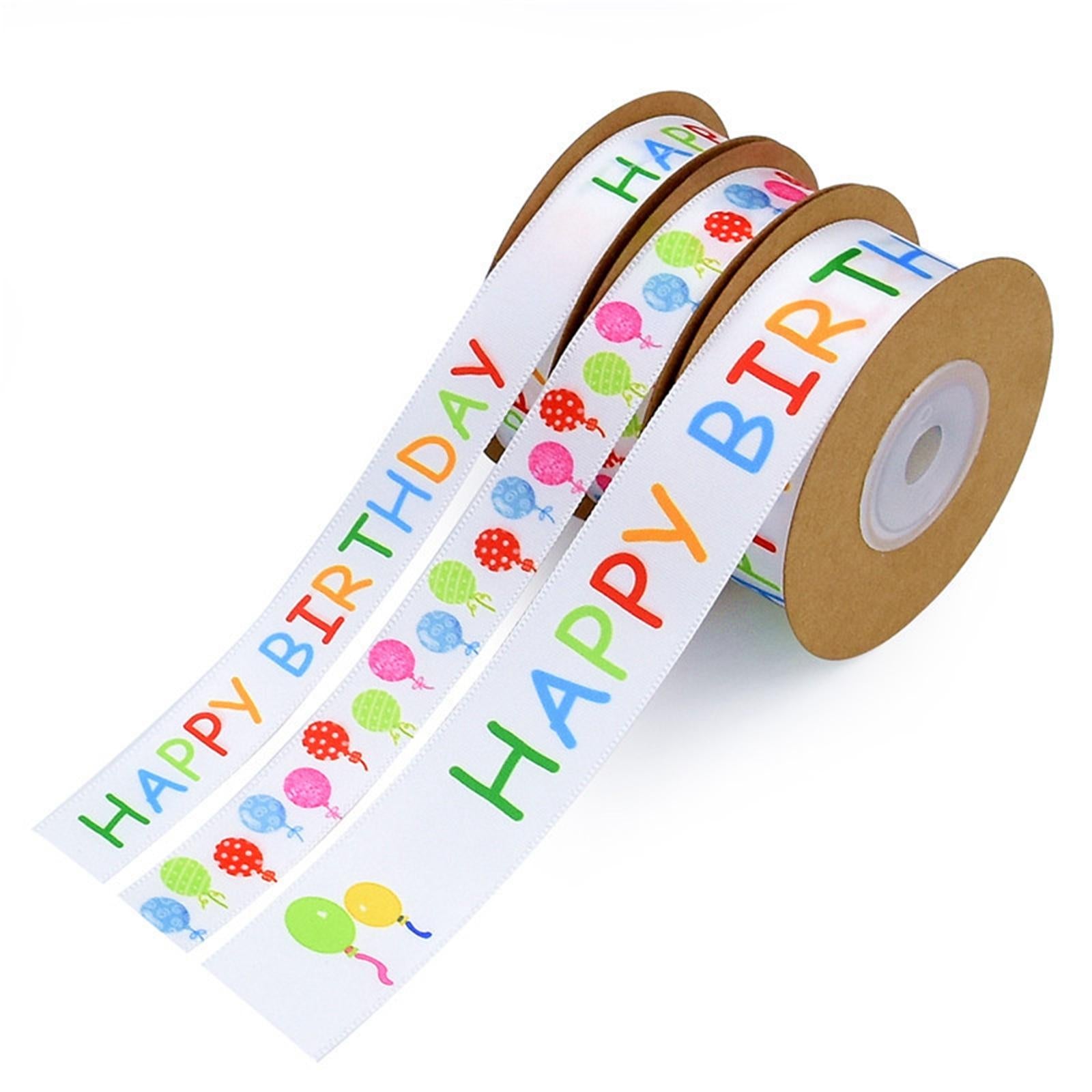 Happy Birthday Ribbon Polyester for Gift Wrapping Party Decor 2.5cm 20 yards