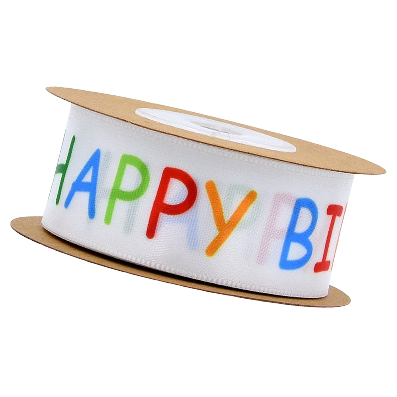Happy Birthday Ribbon Polyester for Gift Wrapping Party Decor 2.5cm 20 yards