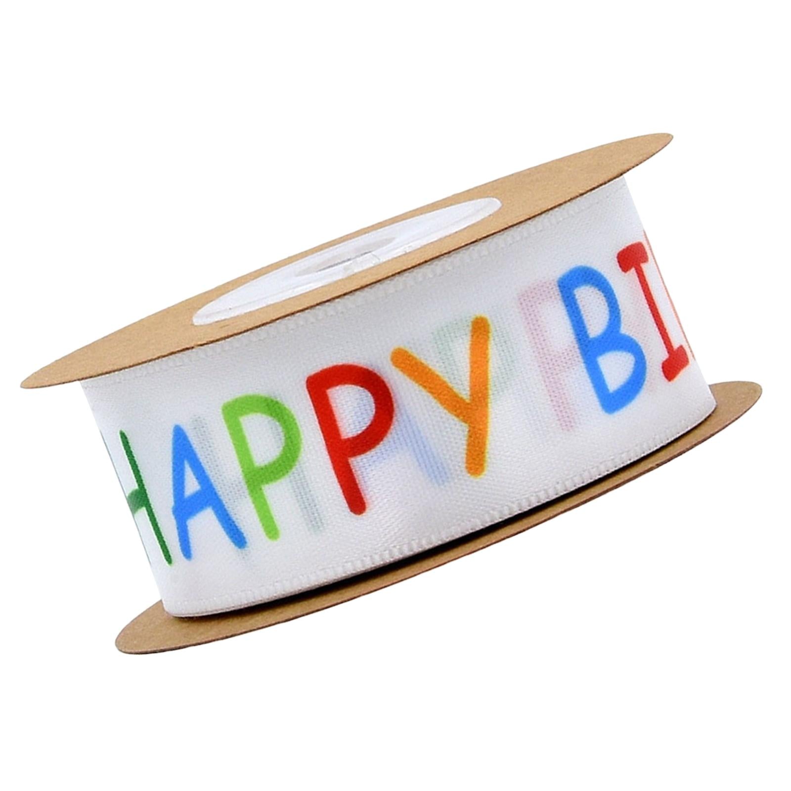 Happy Birthday Ribbon Polyester for Gift Wrapping Party Decor 2.5cm 20 yards