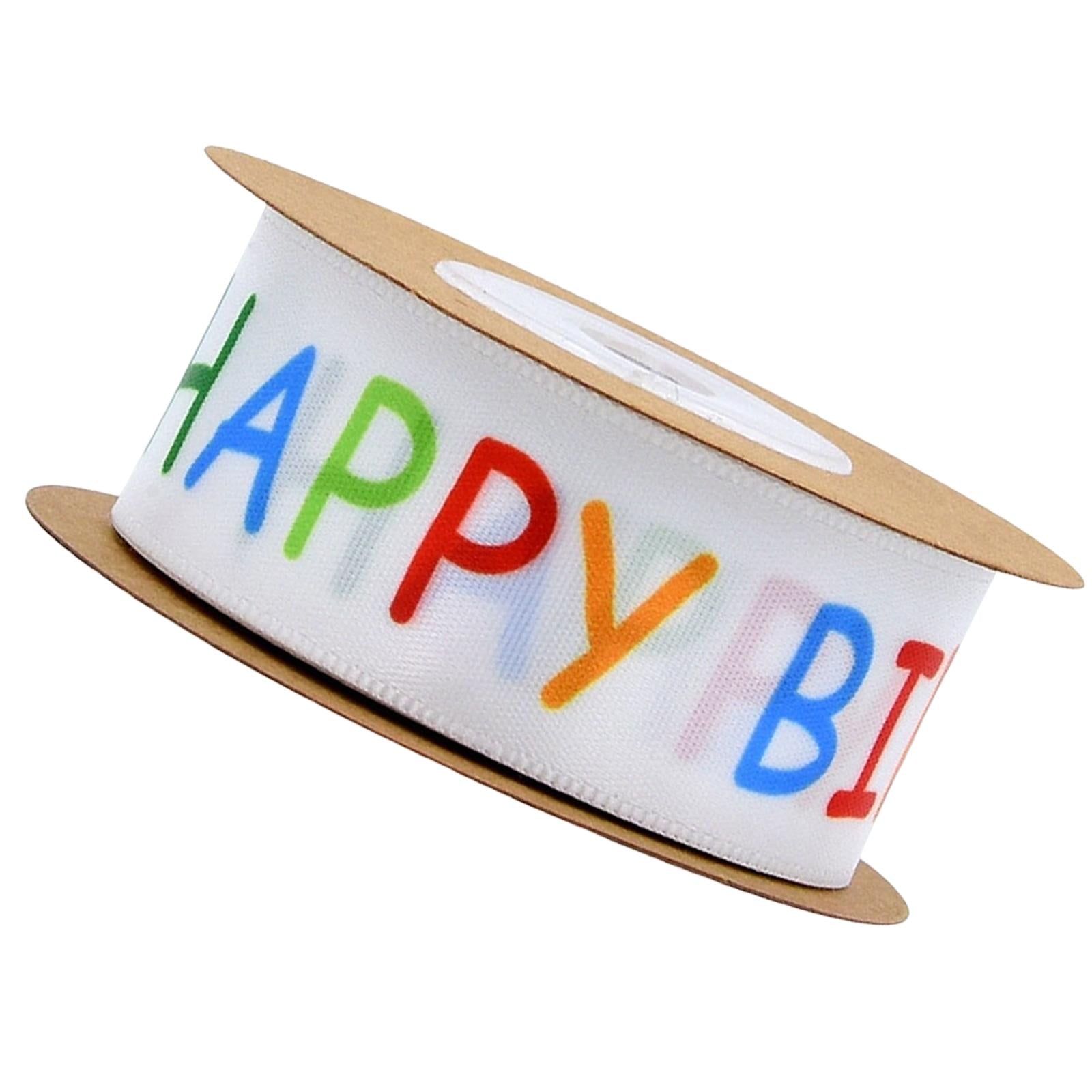 Happy Birthday Ribbon Polyester for Gift Wrapping Party Decor 2.5cm 20 yards