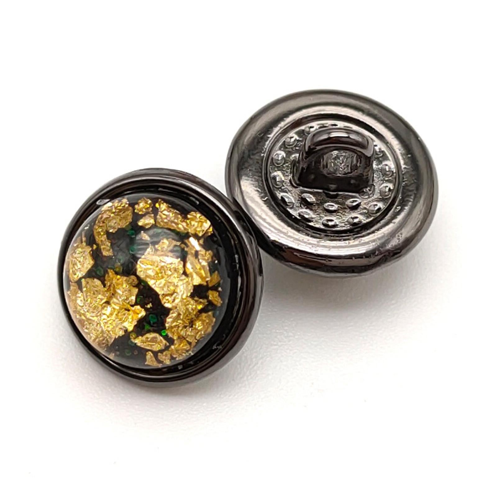 50Pcs Sewing Buttons 12mm DIY Decorative Metal Button for Jeans Jacket Coat Black Gold