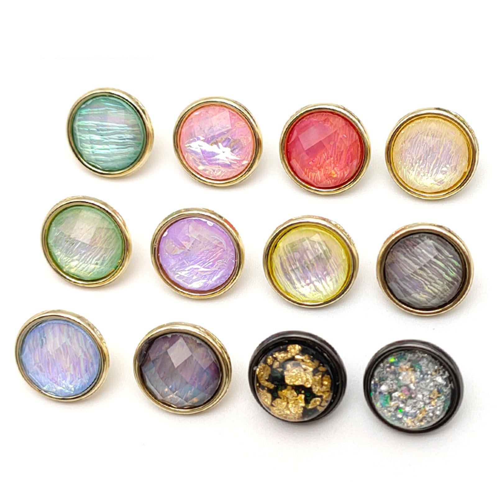 50Pcs Sewing Buttons 12mm DIY Decorative Metal Button for Jeans Jacket Coat Black Silver