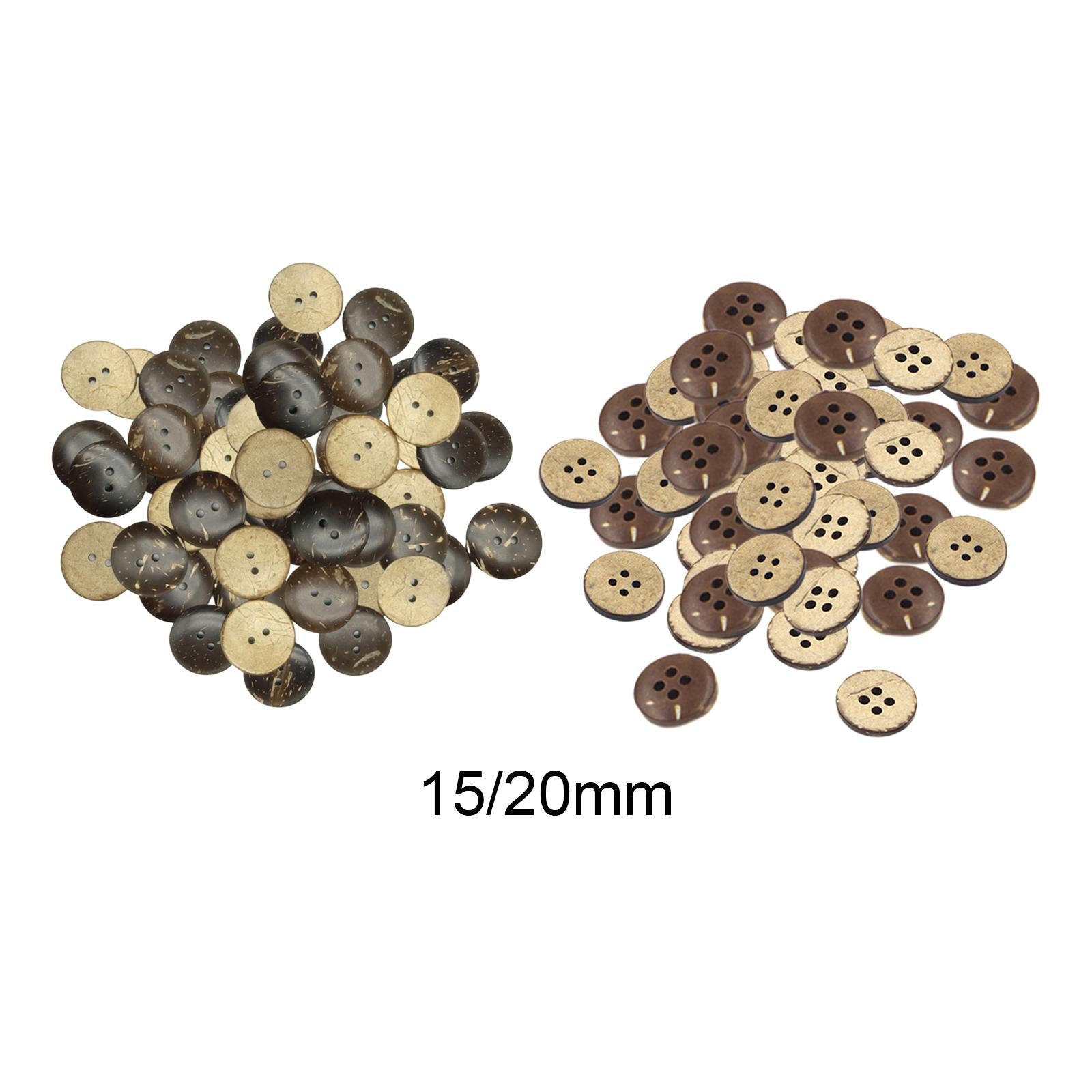 100x Coconut Shell Buttons Decor Handmade for Clothes Scrapbook 2 Holes15MM