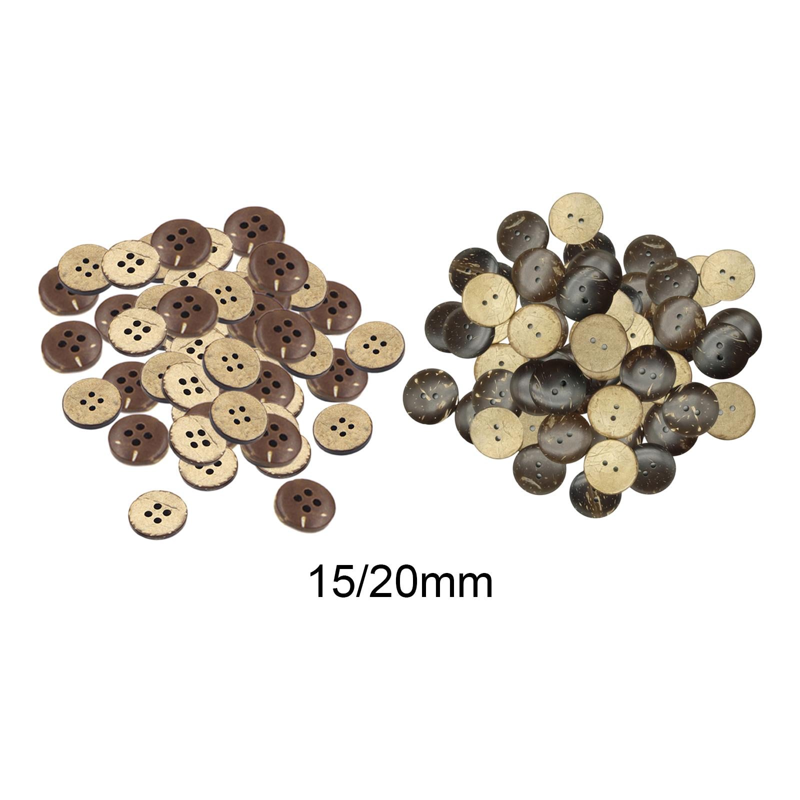 100x Coconut Shell Buttons Decor Handmade for Clothes Scrapbook 2 Holes15MM