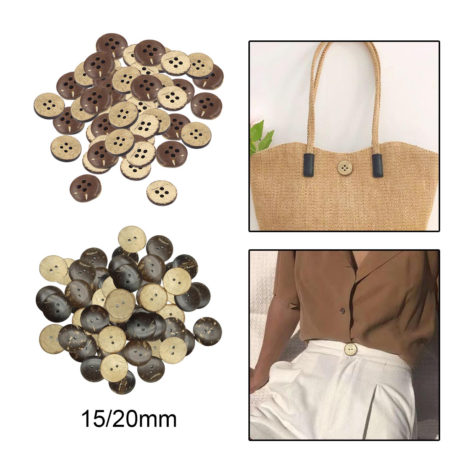 100x Coconut Shell Buttons Decor Handmade for Clothes Scrapbook 2 Holes15MM