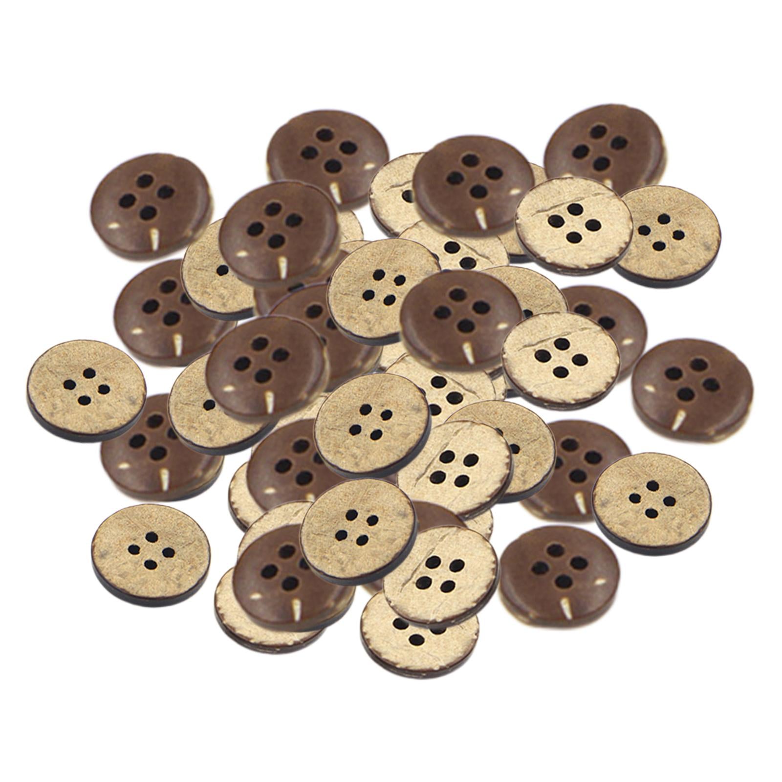 100x Coconut Shell Buttons Decor Handmade for Clothes Scrapbook 4 Holes 15MM