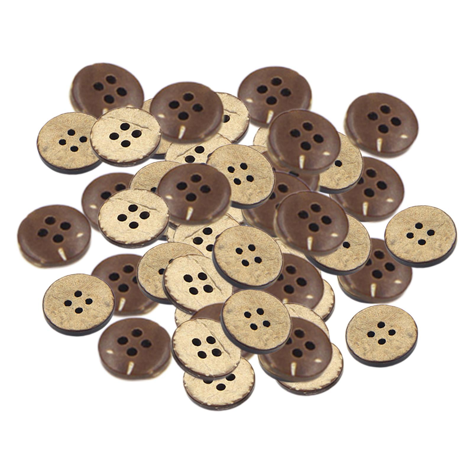 100x Coconut Shell Buttons Decor Handmade for Clothes Scrapbook 4 Holes 15MM
