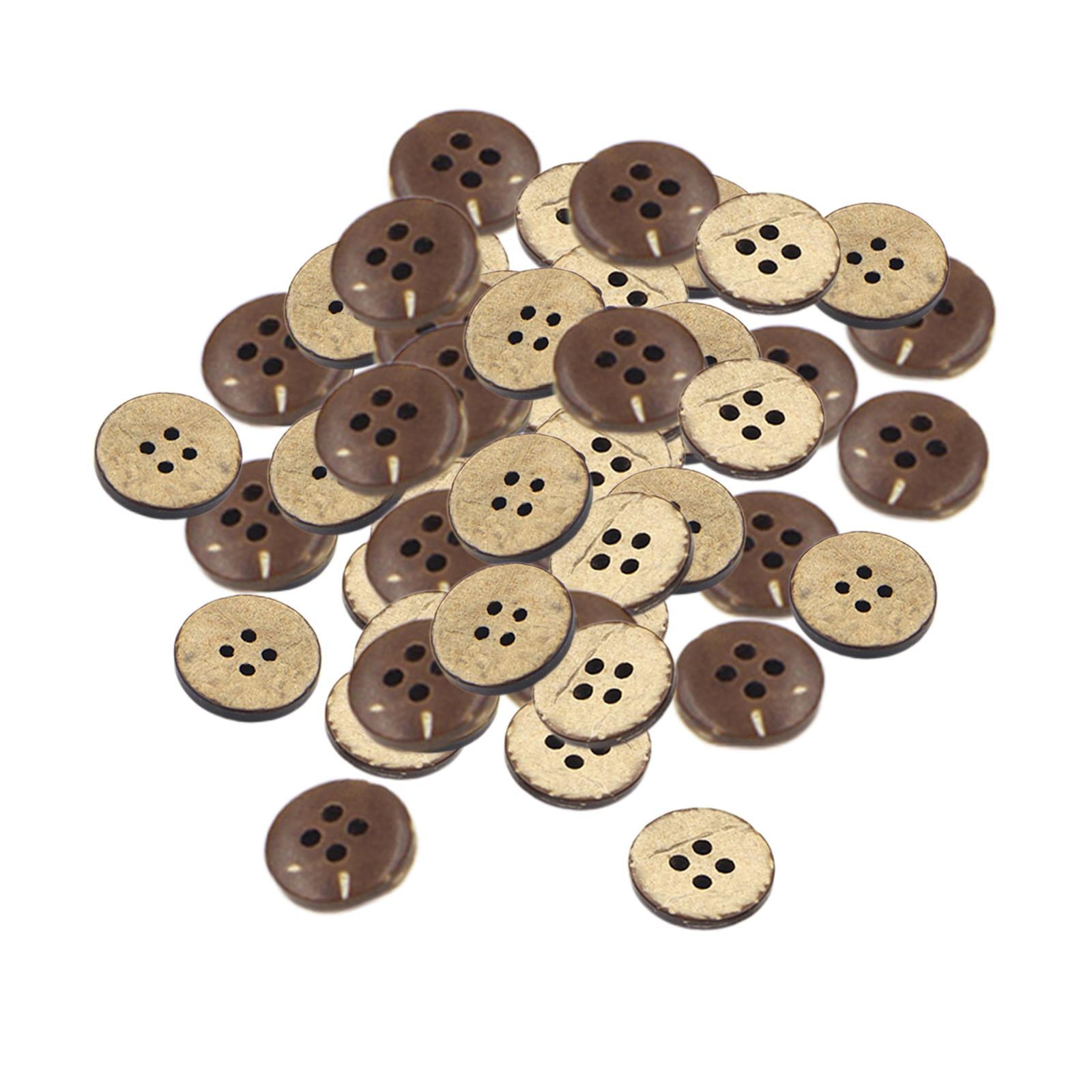 100x Coconut Shell Buttons Decor Handmade for Clothes Scrapbook 4 Holes 15MM