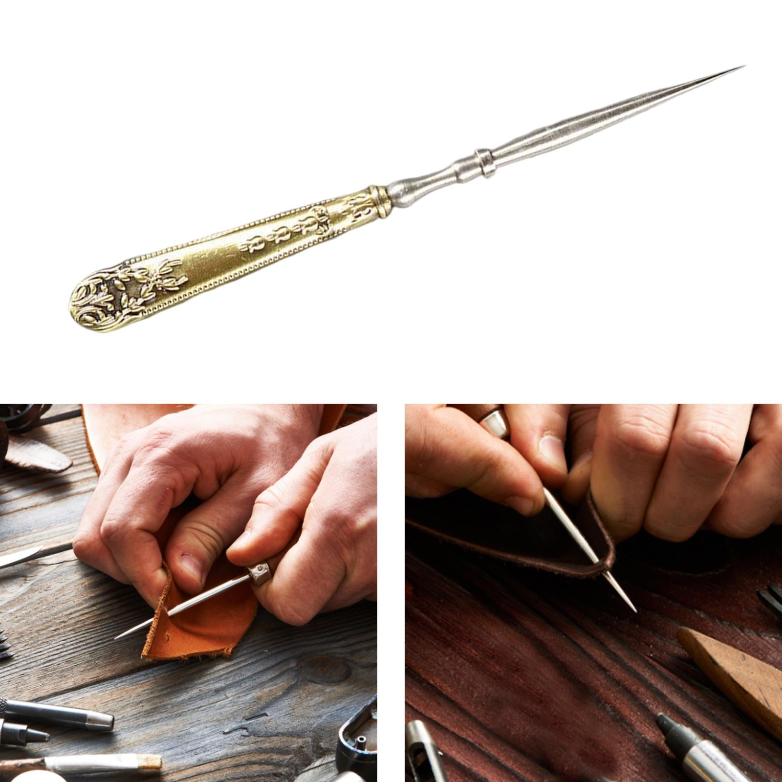 Leather Punch Hole Awl Leathercraft Repair Tailors DIY Sewing Supplies Bronze