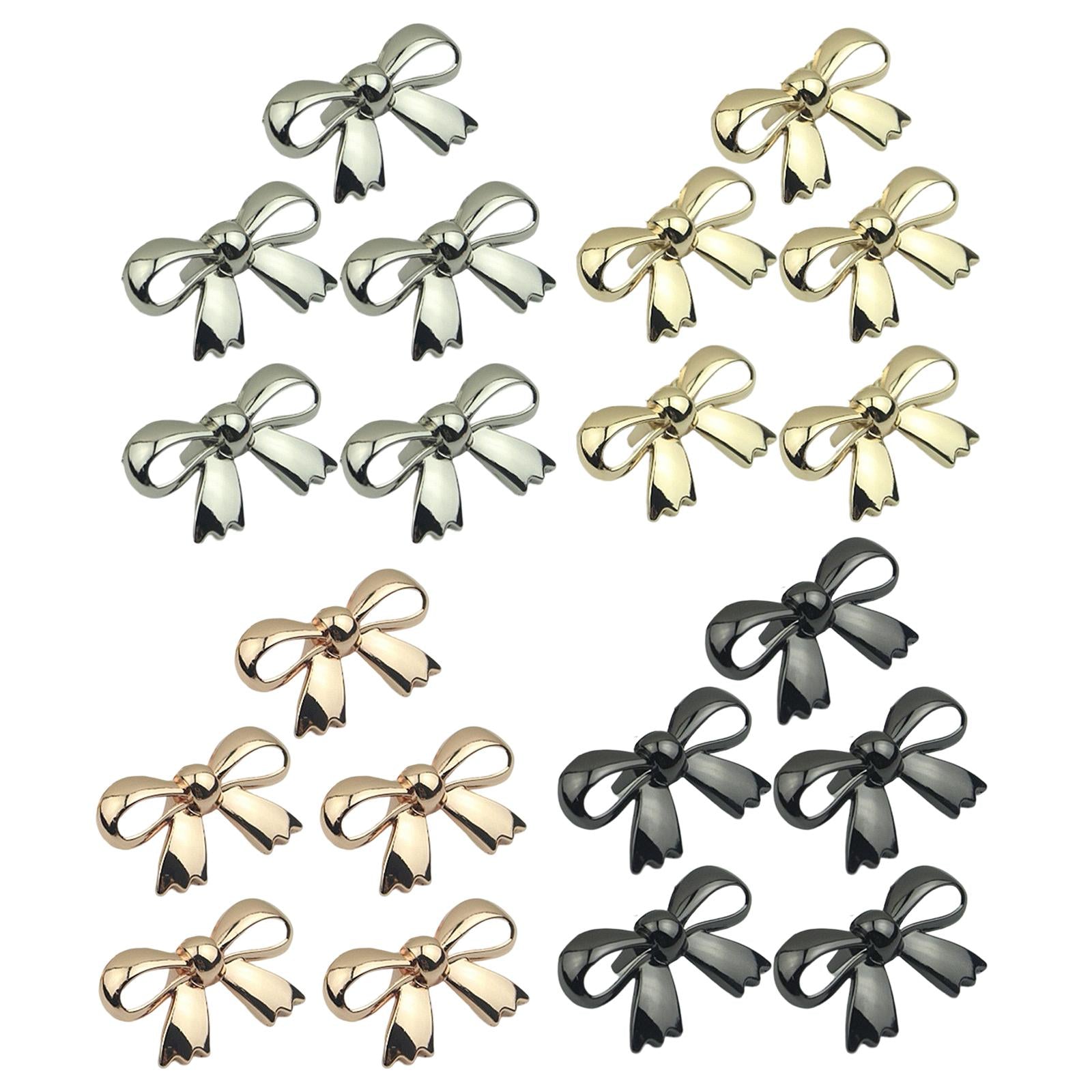 5x Fashion Shoe Clips Bridal Bowknot Buckle Accessories Garments Gold