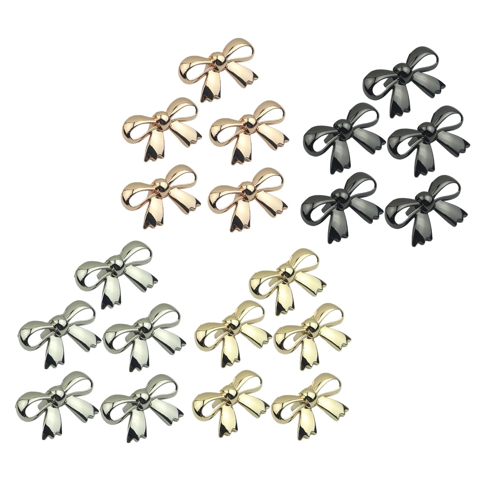 5x Fashion Shoe Clips Bridal Bowknot Buckle Accessories Garments Gold