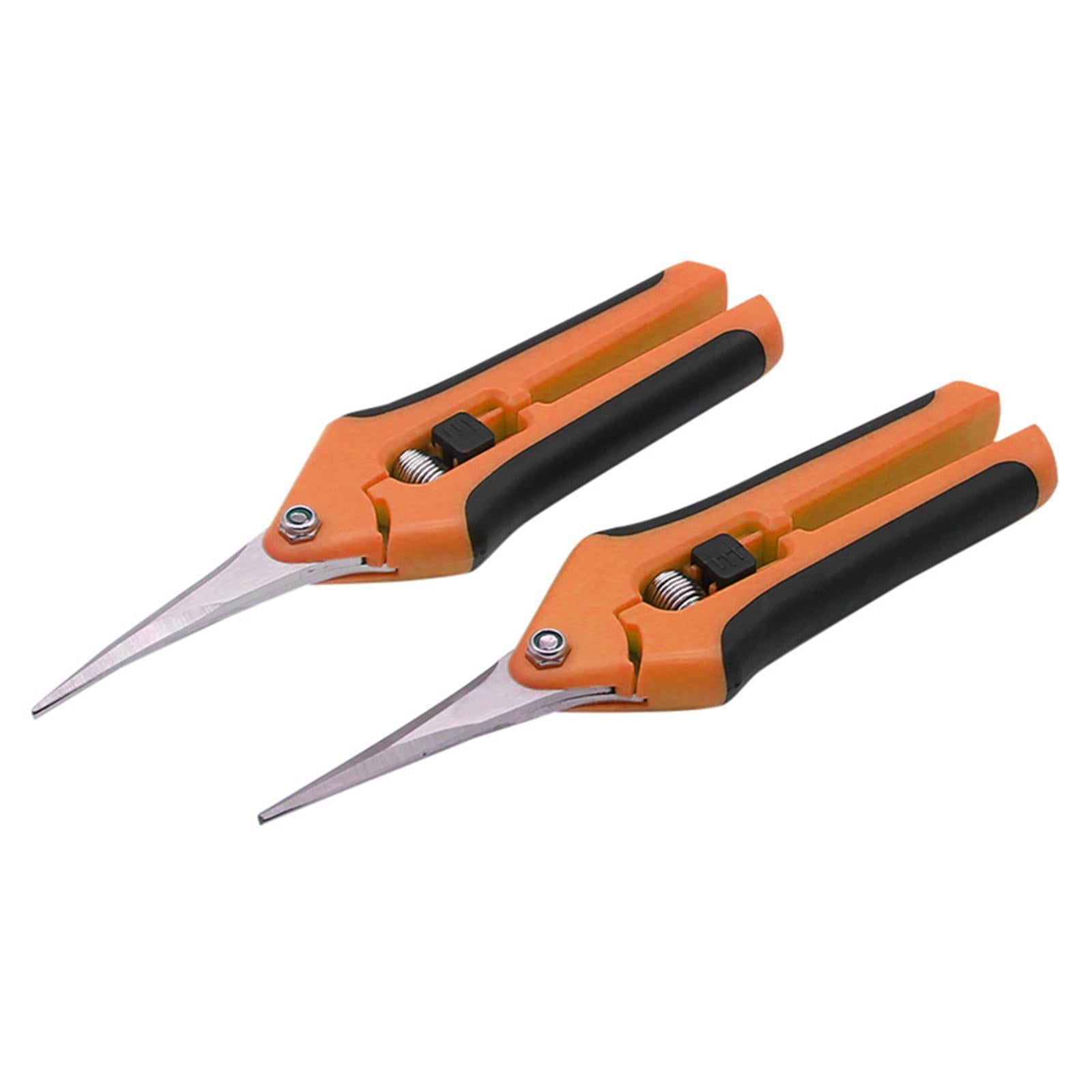 Precision Gardening Scissors Pruners Pruning Shears Orange Curved